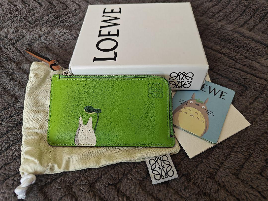 Loewe Ghibli Neighbour Totoro Fragment Case Coin Wallet Leather Green Used