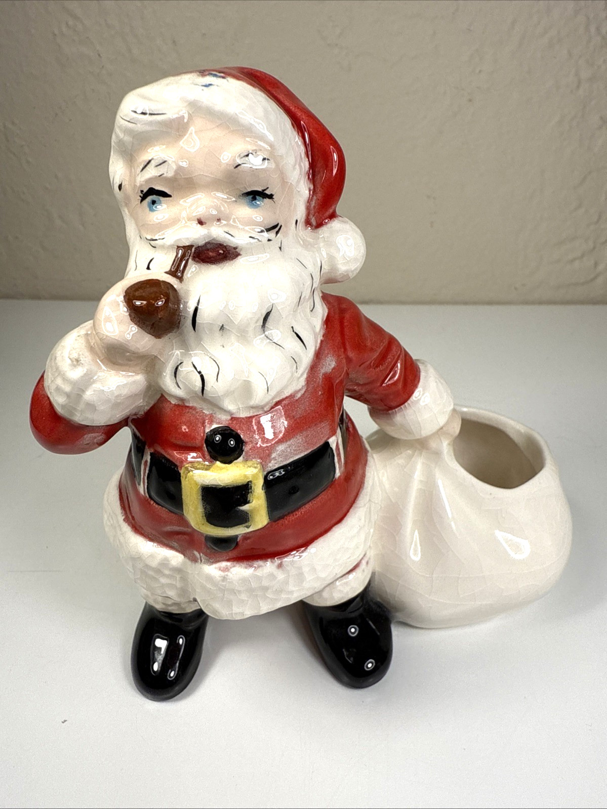 Vintage 1959 Christmas Figurine Santa Vase Hand Painted Ceramic Craft Project 5\