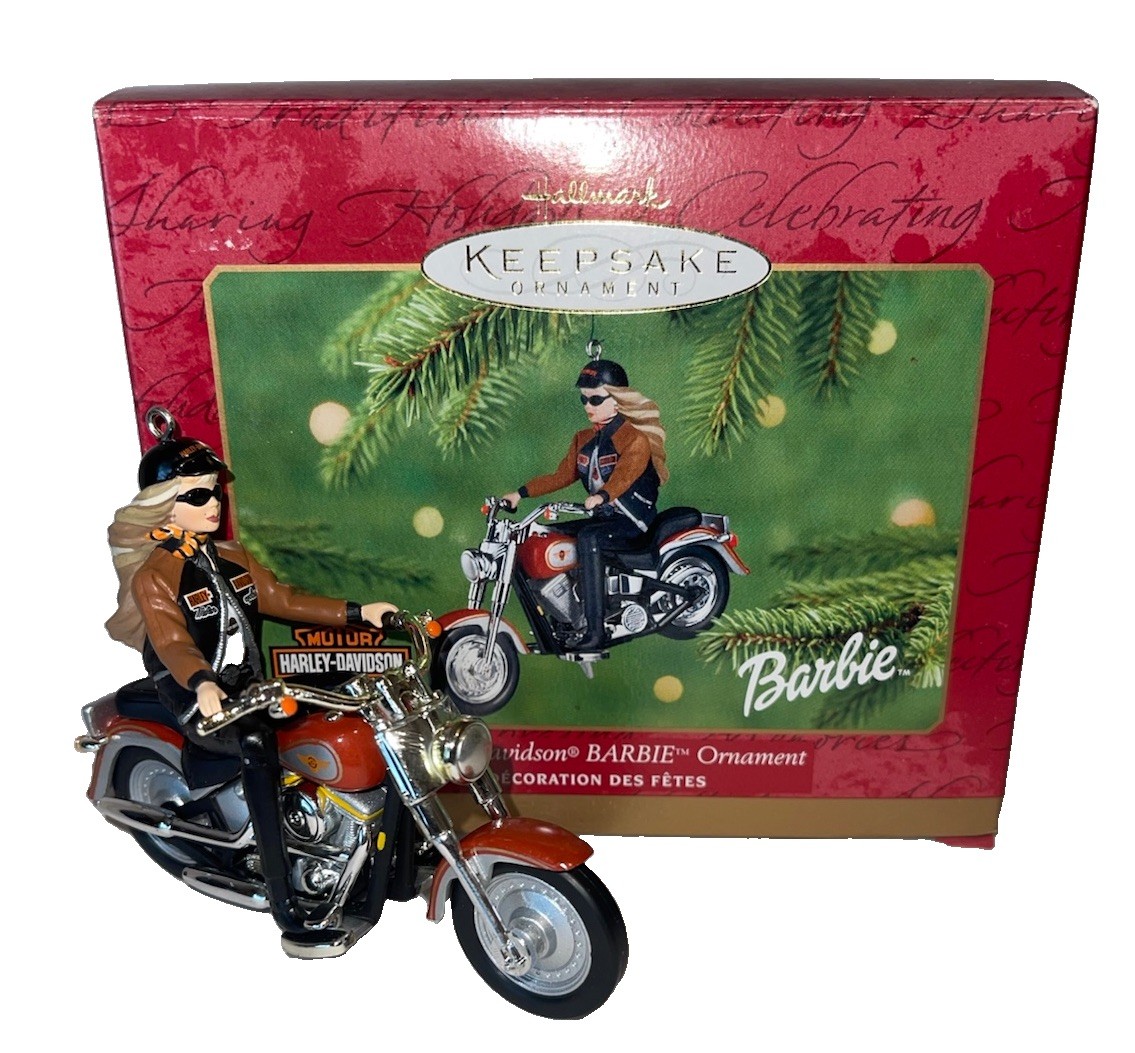 Vintage Hallmark Keepsake Barbie Harley-Davidson Motorcycle Christmas Ornament 