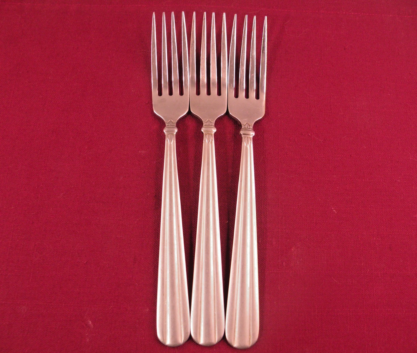 3 Dinner Forks Oneida Community Tennyson Frosted Stainless Flatware 7 3/4\
