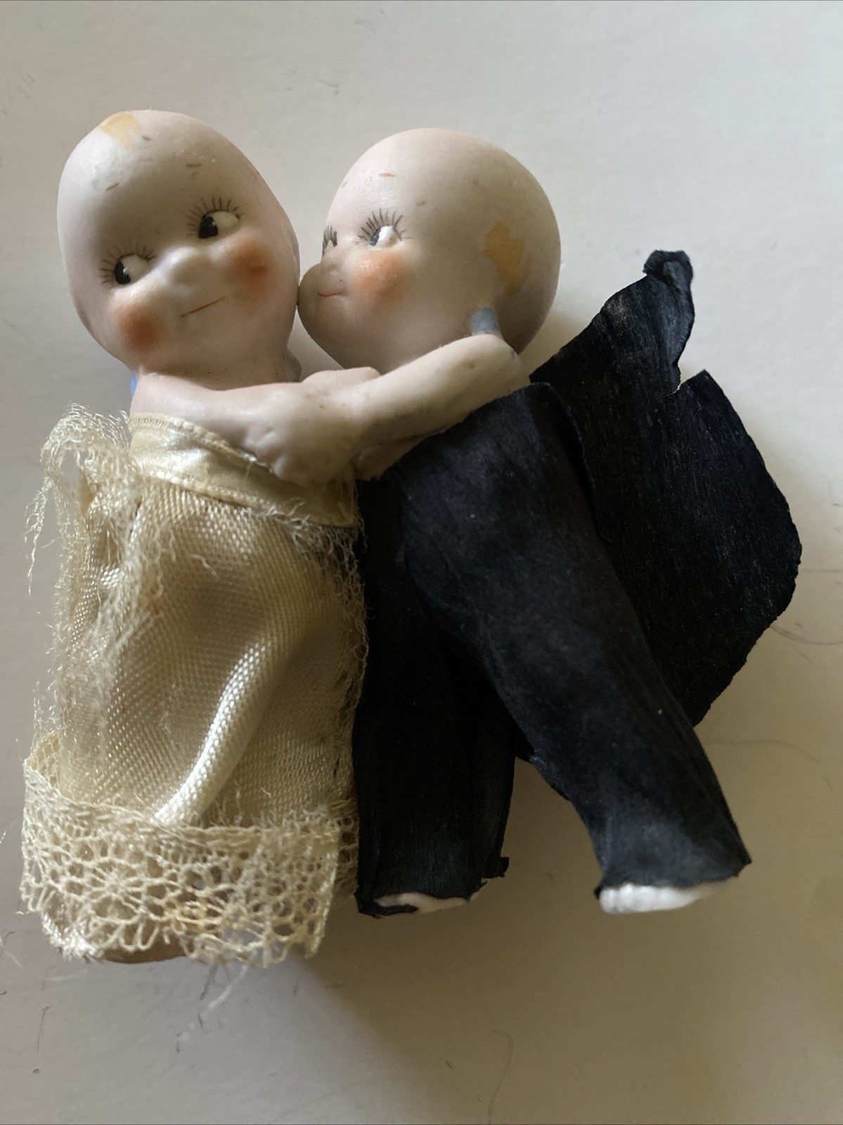 Vintage Kewpie Bride Groom Bisque Wedding Cake Topper ADORABLE FACES