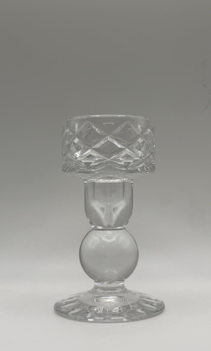 Vintage Block Leaded Crystal Candlestick Holder