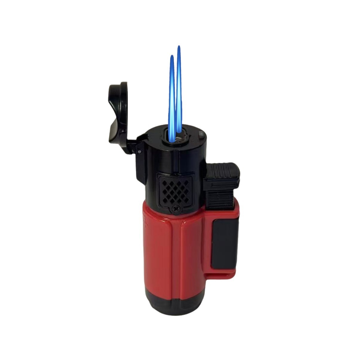 4 PACK Double Jet Torch Lighter Adjustable Flame W/ Cigar Puncher Cap Hold Solid
