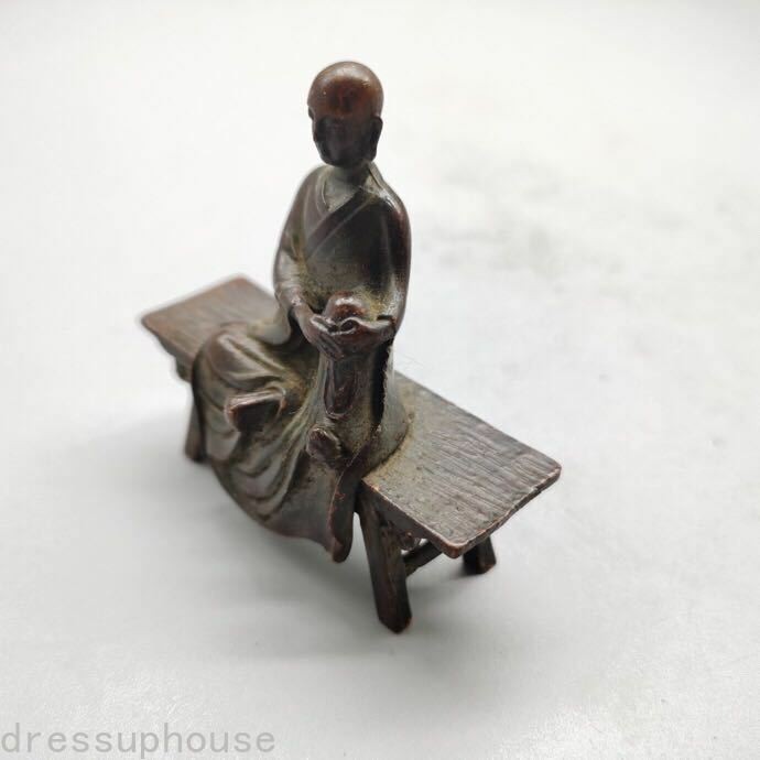 7x7cm Copper Bench Buddha Ornaments Lohan Buddha Tea Table Ornaments