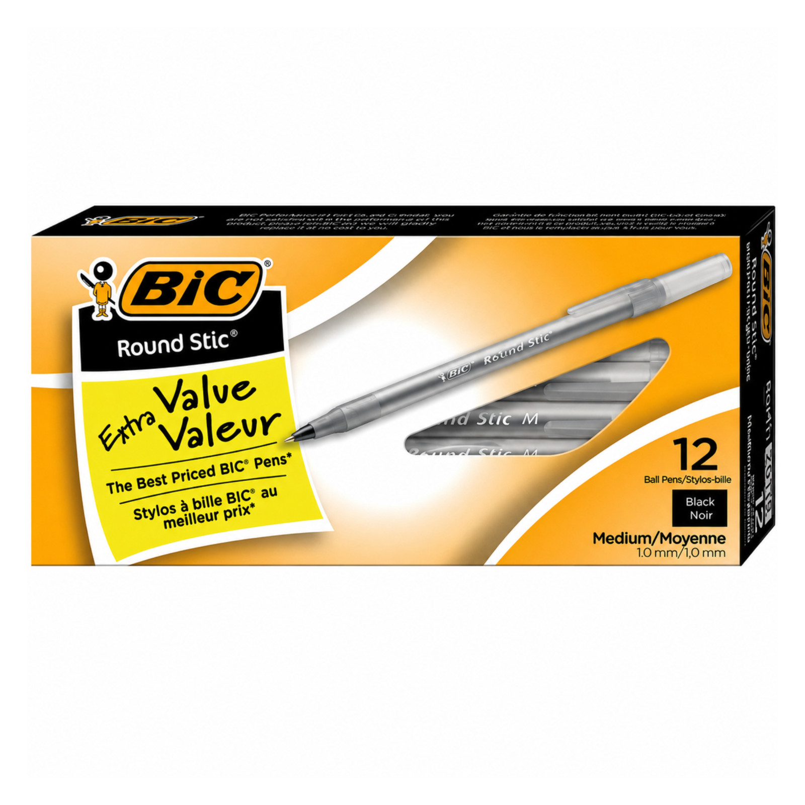 BIC Round Stic Grip Ballpoint Pens 12 Pack Black Blue Red Medium Point Smooth BIC Round Stic Grip Ballpoint Pens 12 Pack Black Blue Red Medium Point Smooth