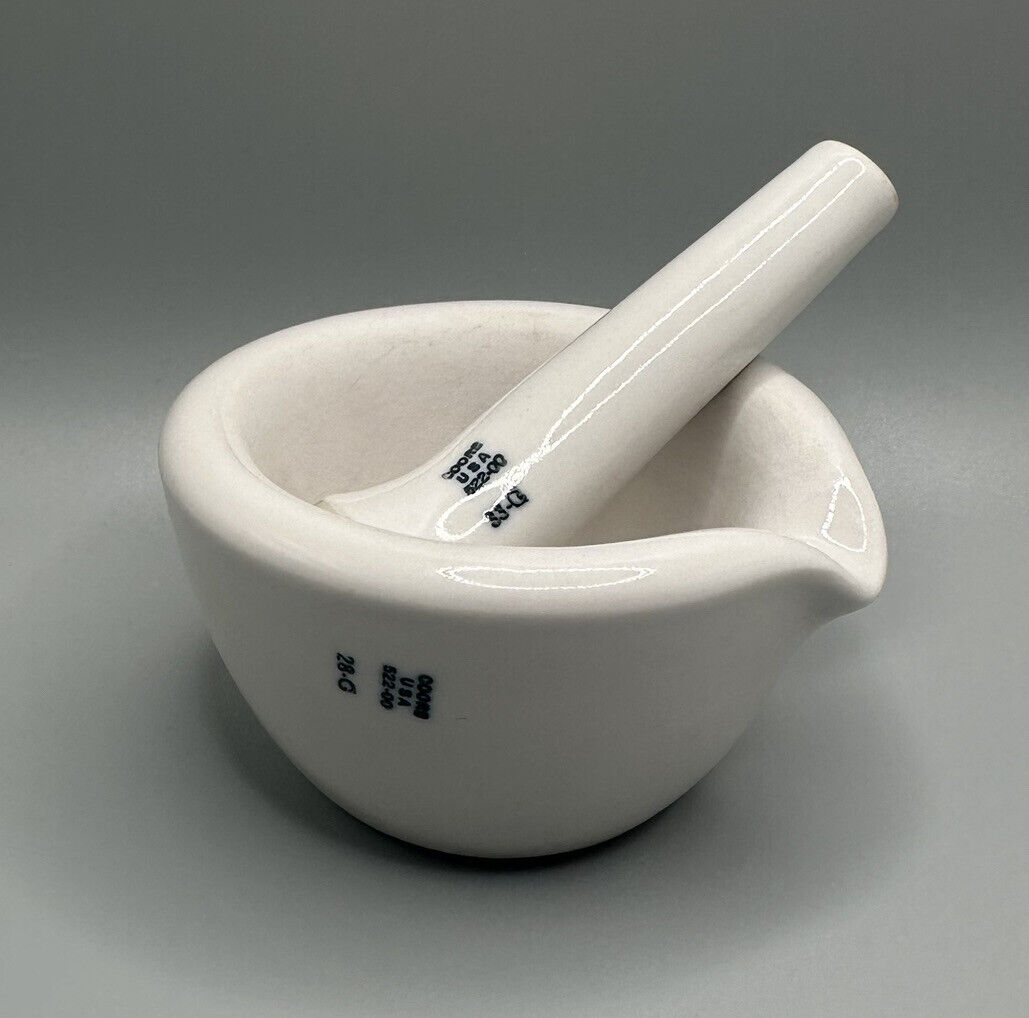 Vintage Coors USA 522-000 Heavy White Porcelain Lab Mortar and Pestle