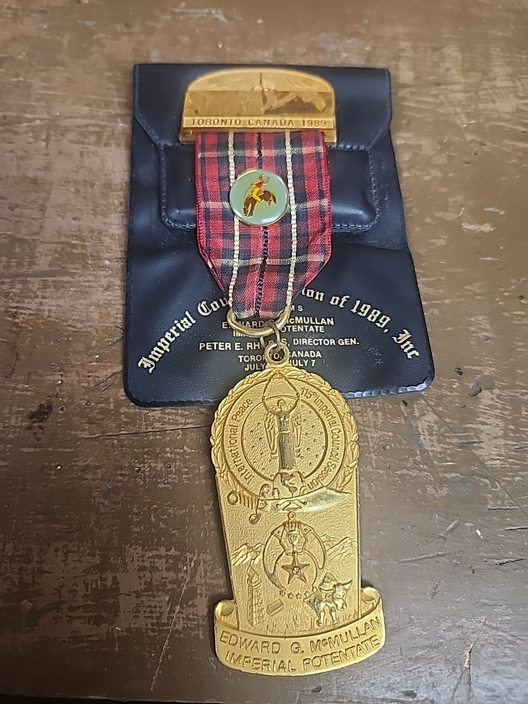 SHRINER Imperial Council Pin Badge Medal Masonic Toronto Canada HTF Vintage 1989