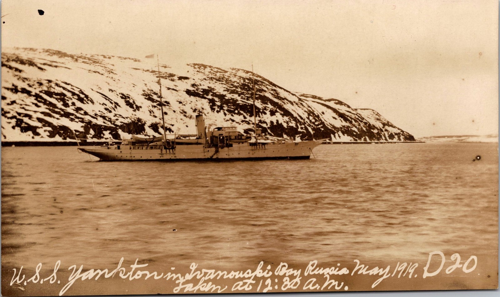 1919 Mint RPPC Postcard Ship USS Yankton US Invasion Russia