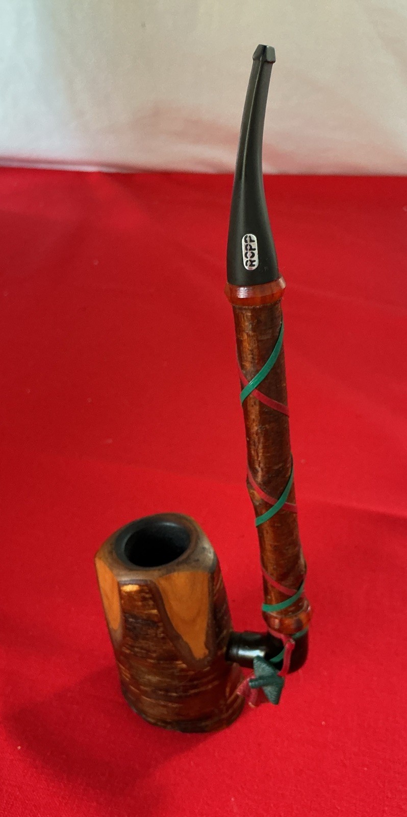 VINTAGE ROPP ALPINE TOBACCO PIPE, CHERRY WOOD RAW BOWL STAMPED ,8”