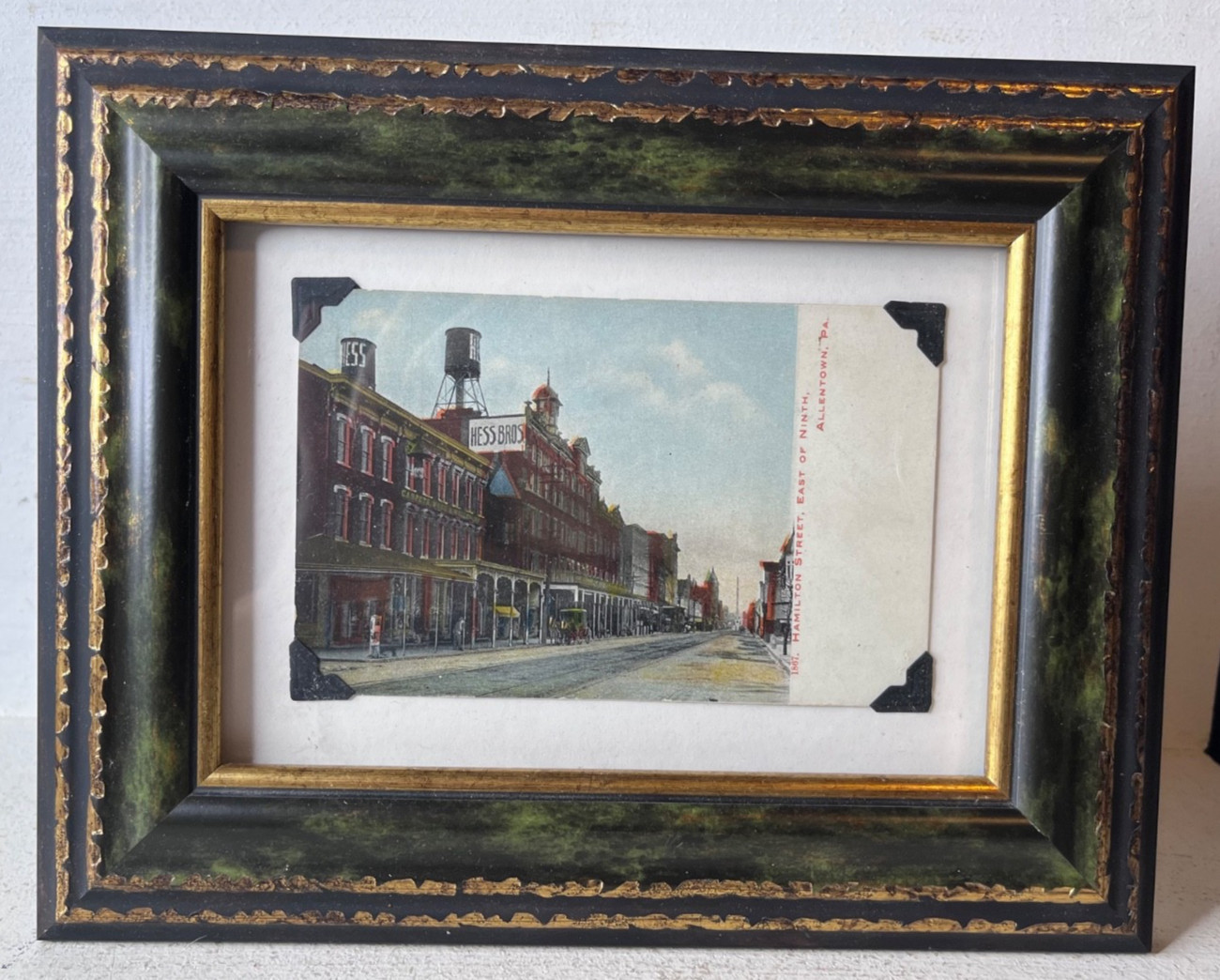 Antique Framed Postcard 1867 Hamilton St East of Ninth Allentown PA Hess Bros