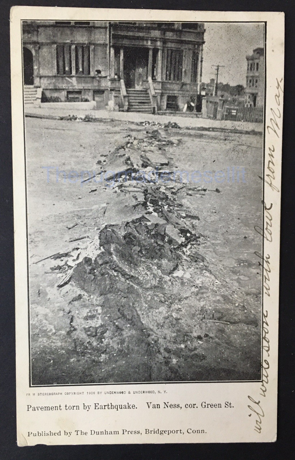 1906 Earthquake Bridgeport Connecticut CT Pavement Torn Van Ness Green St PC