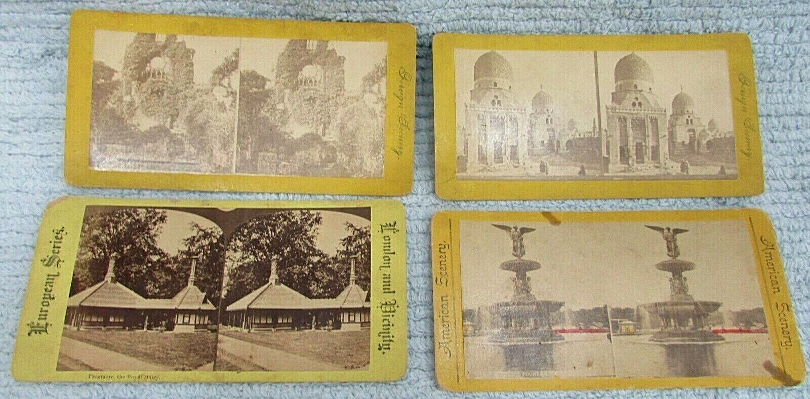 4 Antique Stereo Views Old American Foreign Scenery Stereoscope Photos FREE S/H