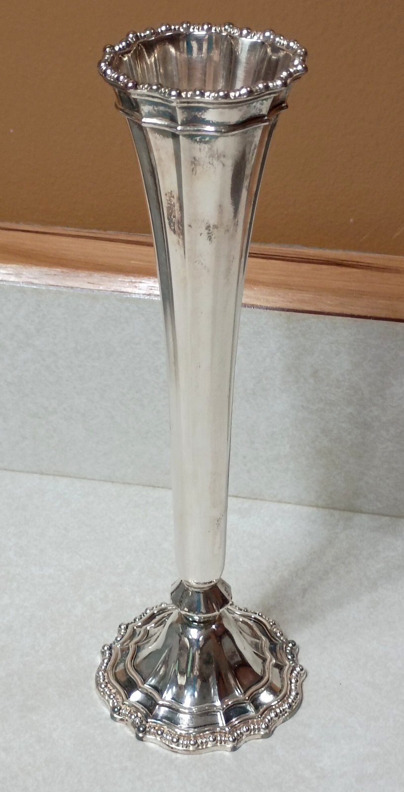 Avon Hudson Manor Silver Plated Bud Vase With Artficial Rose, Original Box