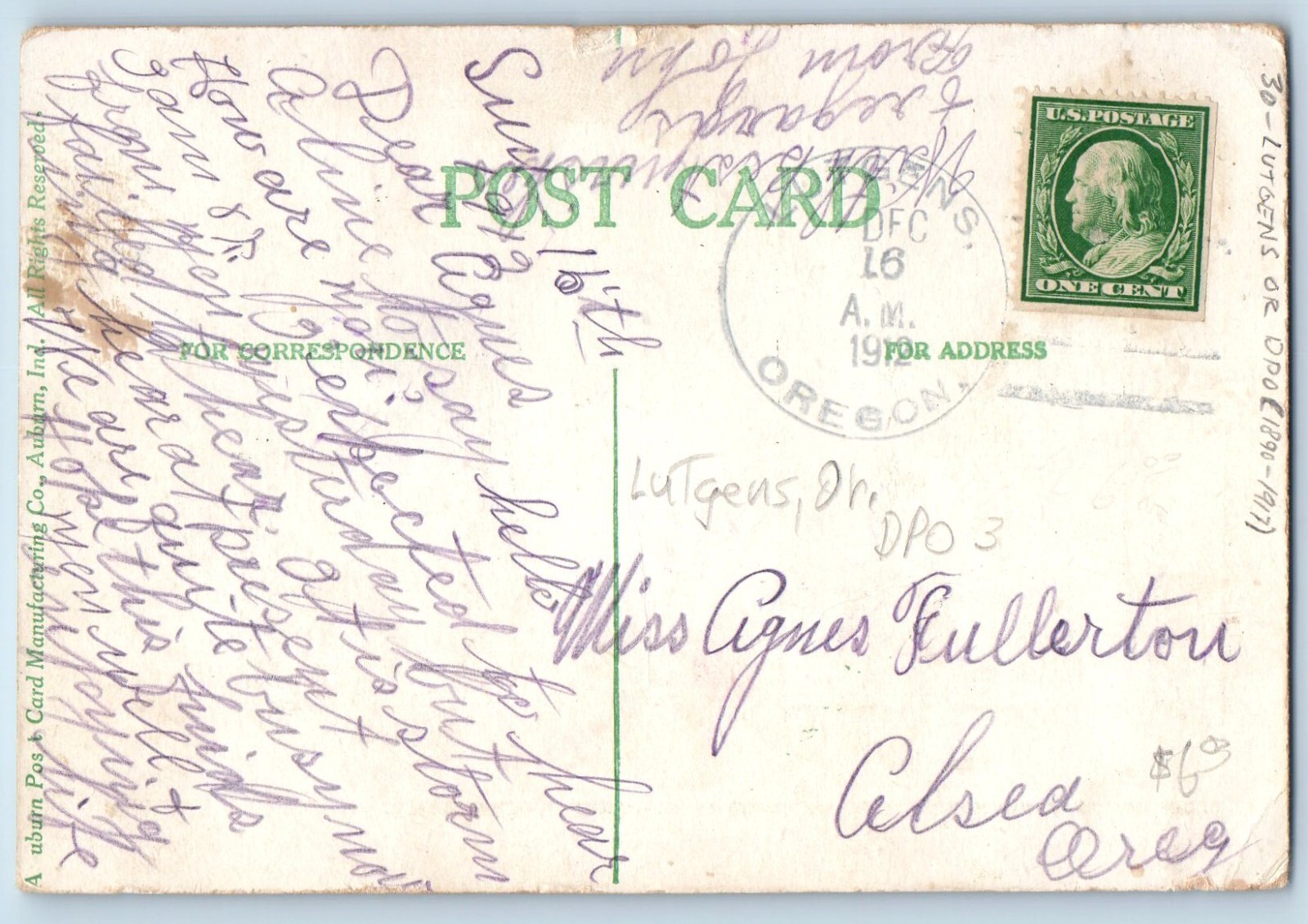 DPO (1890-1917) Lutgens Oregon OR Postcard Main Street Walport OR 1912 Antique DPO (1890-1917) Lutgens Oregon OR Postcard Main Street Walport OR 1912 Antique