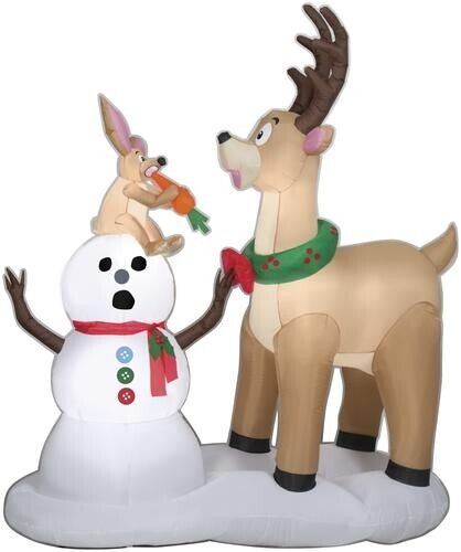 6\' Caribou & Snowman Inflatable Fun Christmas Outdoor Holiday Decor