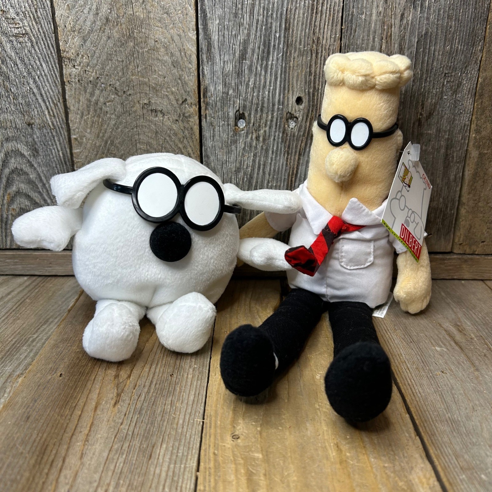 Gund Dilbert and Dogbert Plush Set Vintage 1990s Comic Strip Office Humor NWT