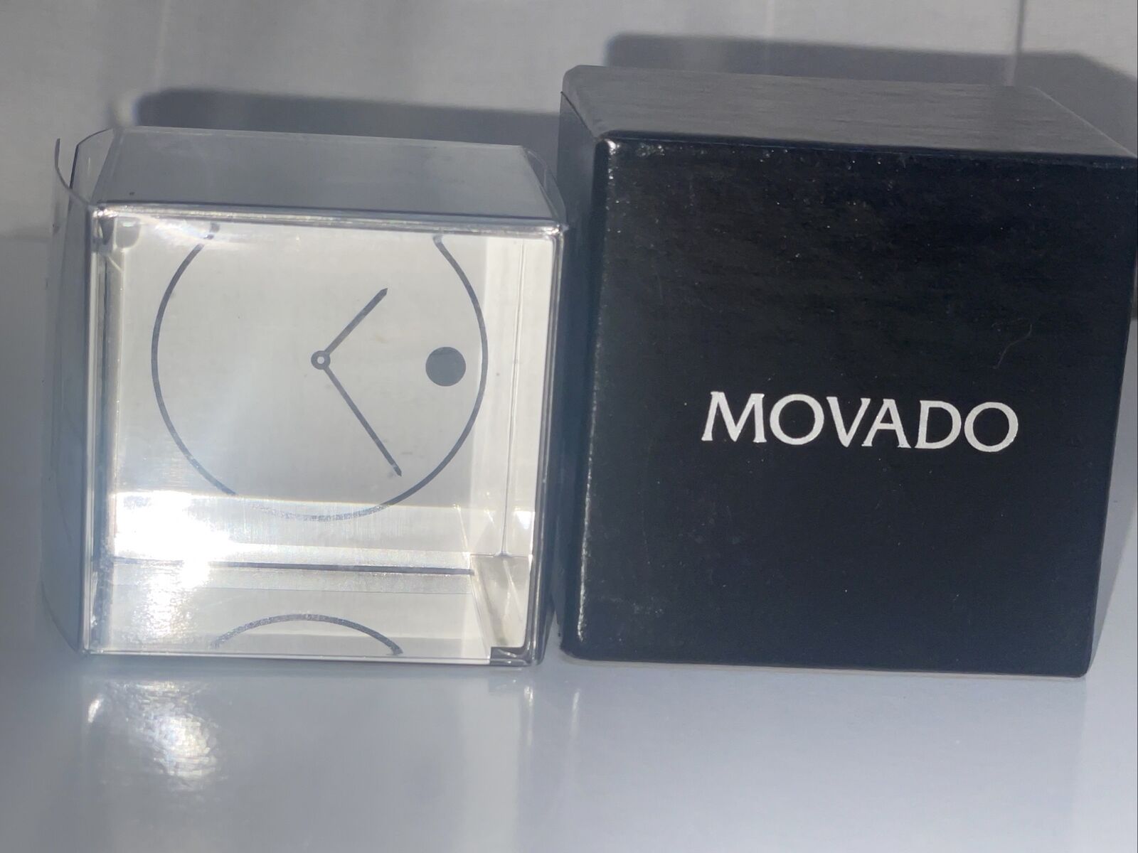 Movado PaperWeight  Crystal Clear Glass Square, No Clock, New In Box