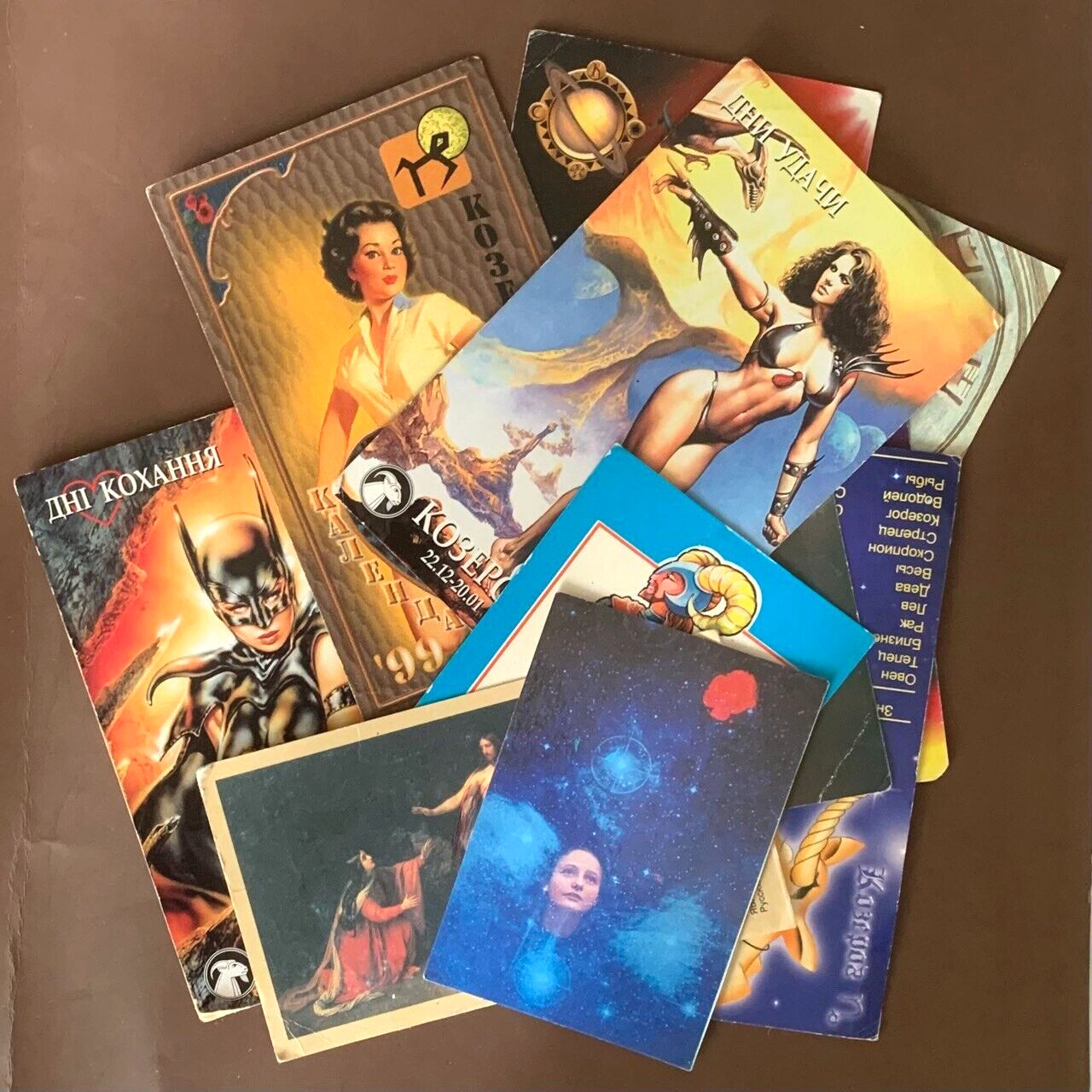 “Astrology” Vintage Soviet Era USSR Pocket Calendars, 11 pcs. 1988-2005. Retro