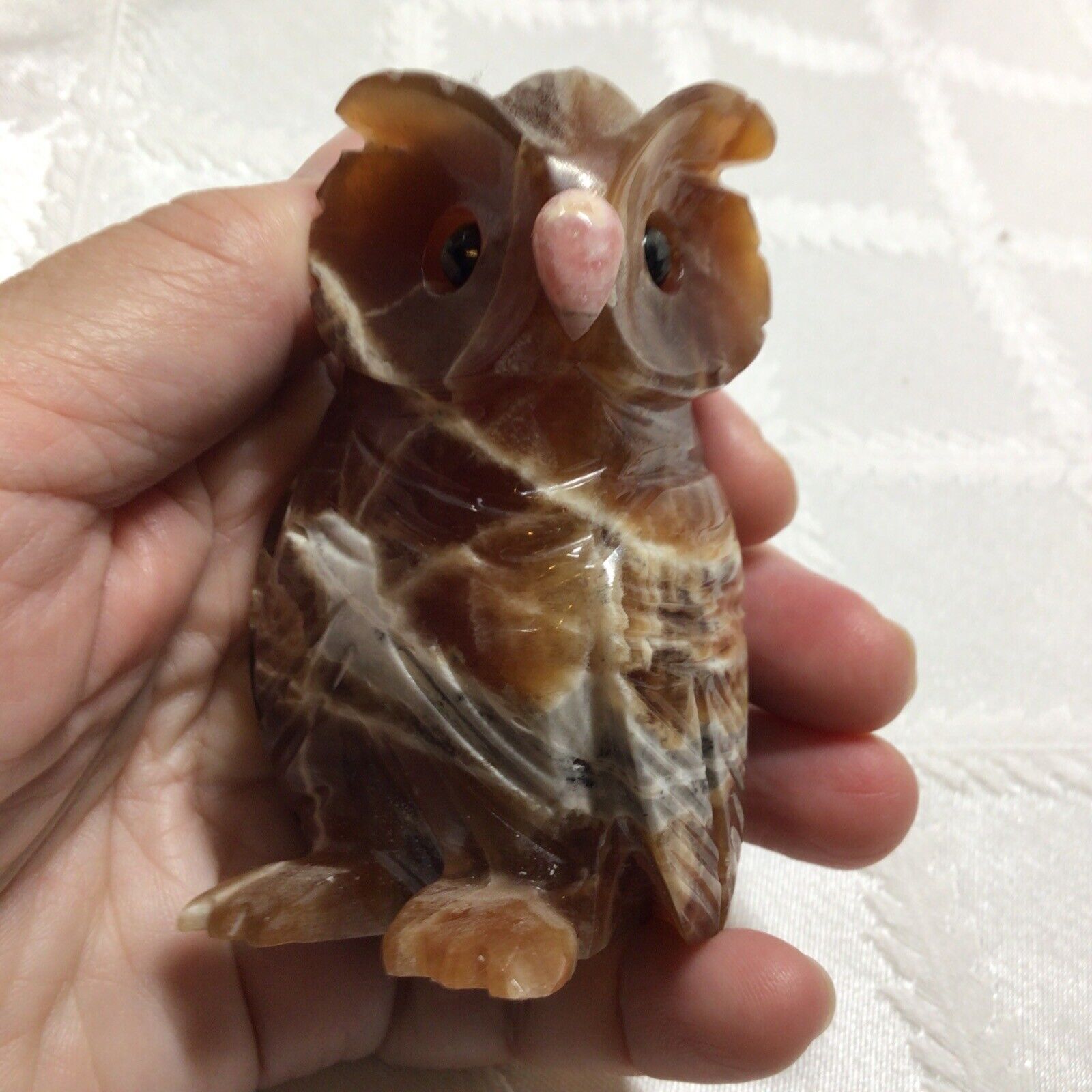 Brown Slag Glass 3” Owl Figurine 