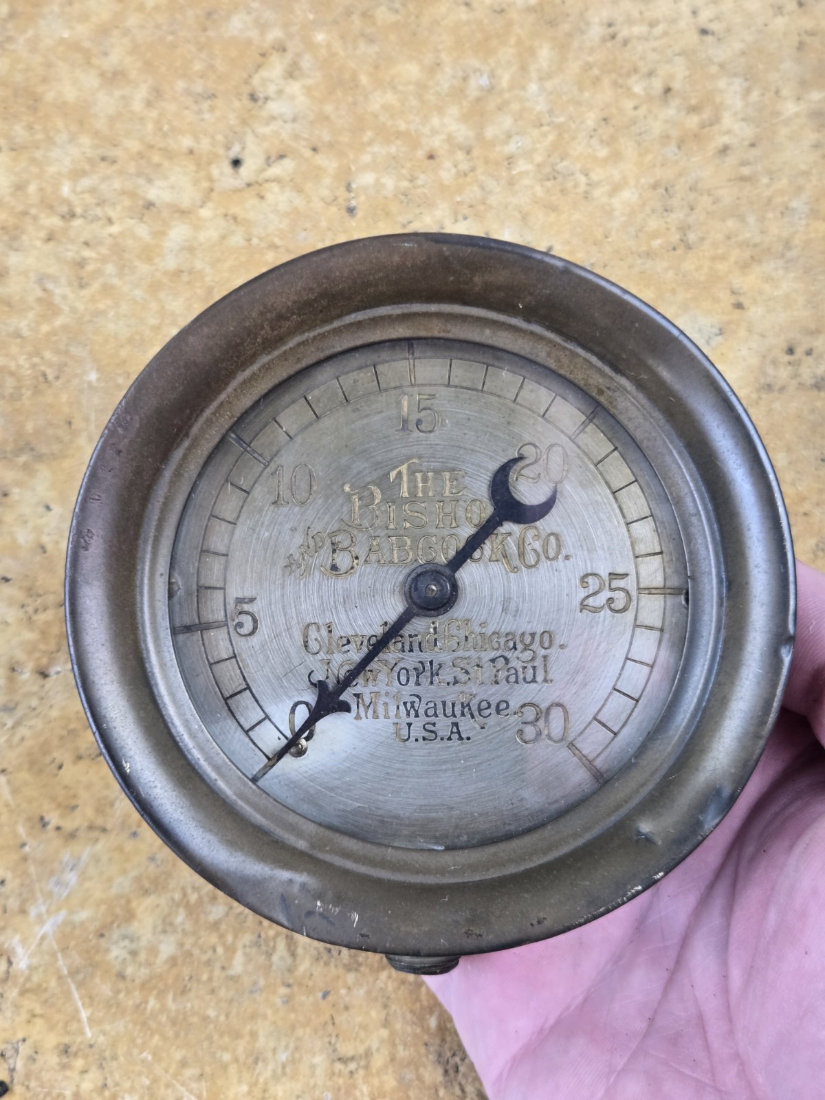 Antique Bishop & Babcock Steam Pressure Gauge 4.25\
