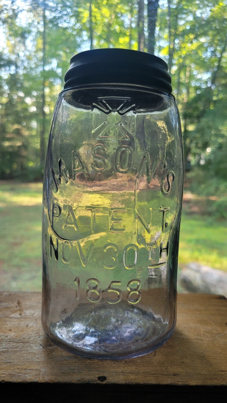 Crude Antique SCA HFJCO Cross Over Mason's Patent NOV 30th 1858 Quart 