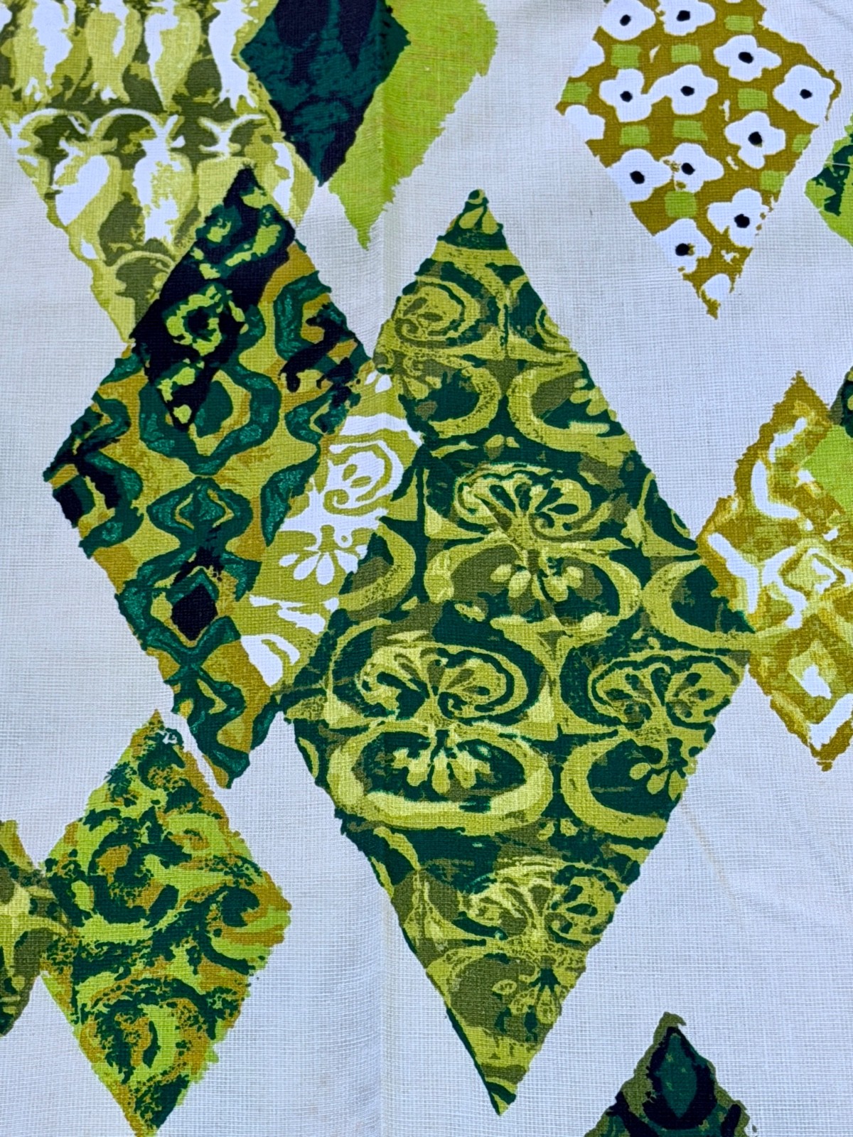 1960s Honolulu Atomic TIKI Madness Diamond  Mid Century Barkcloth Vintage Fabric