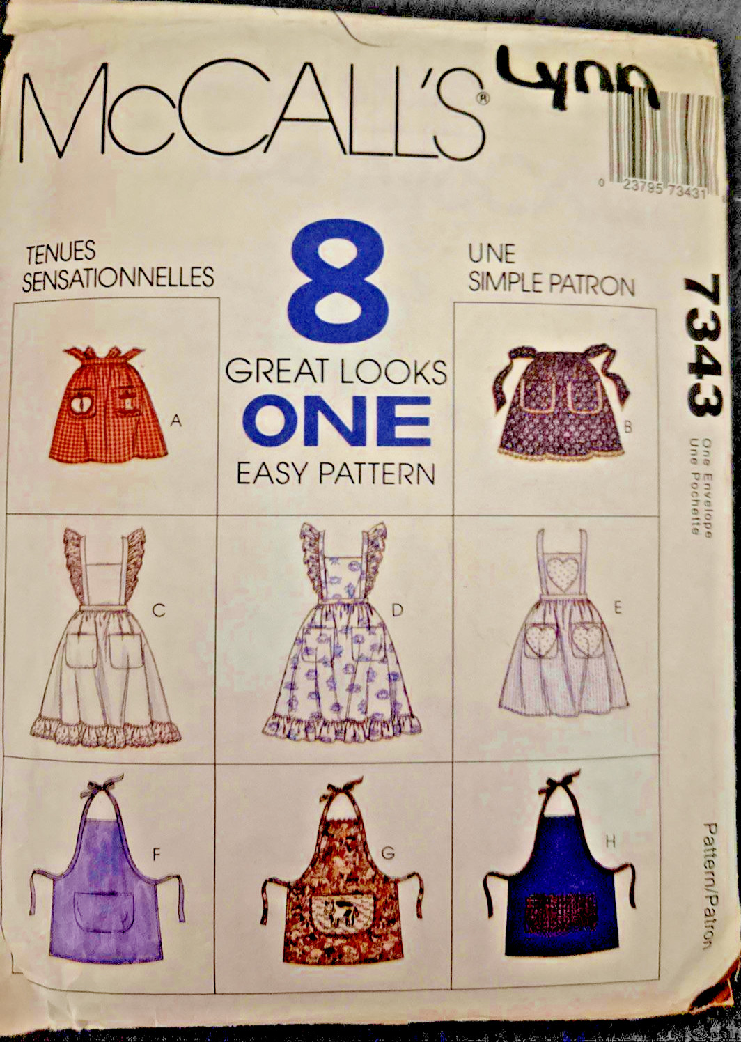 1990\'s McCall\'s Misses\' Apron Pattern 7343 UNCUT