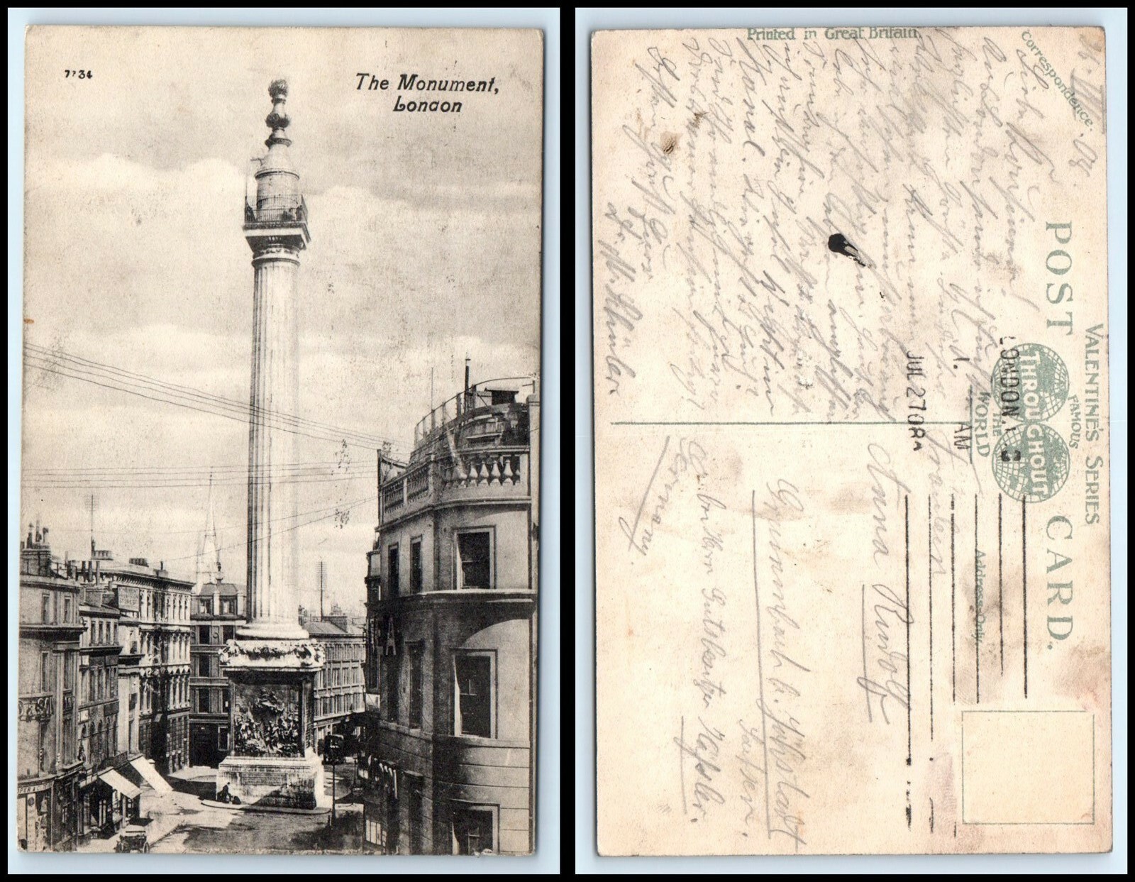 UK Postcard - London, The Monument Q21