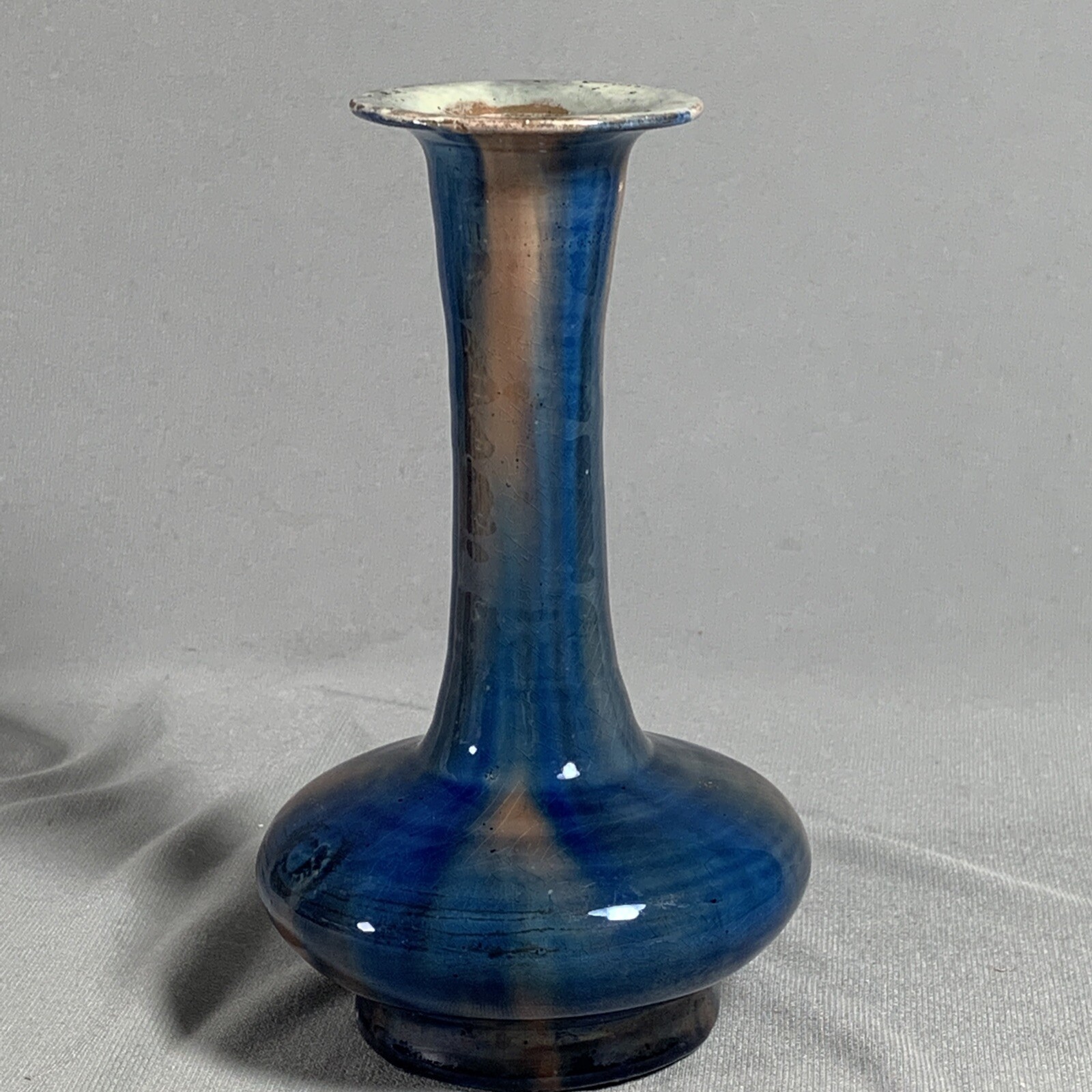 Vtg Antique Drip Glaze Pottery Bud Vase