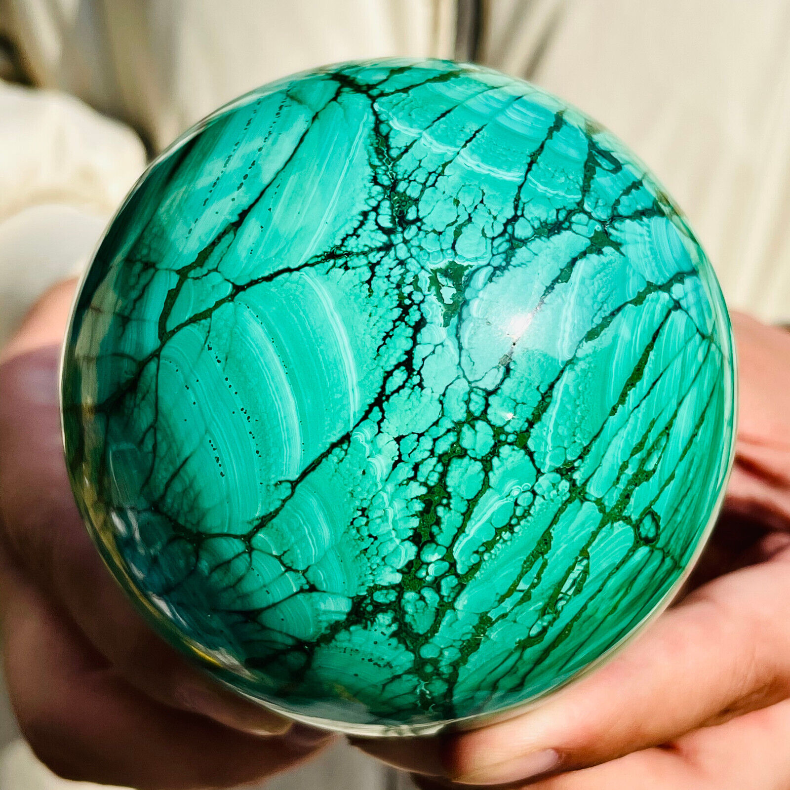 2.7LB Natural Malachite crystal Quartz Sphere Crystal Ball Reiki Healing