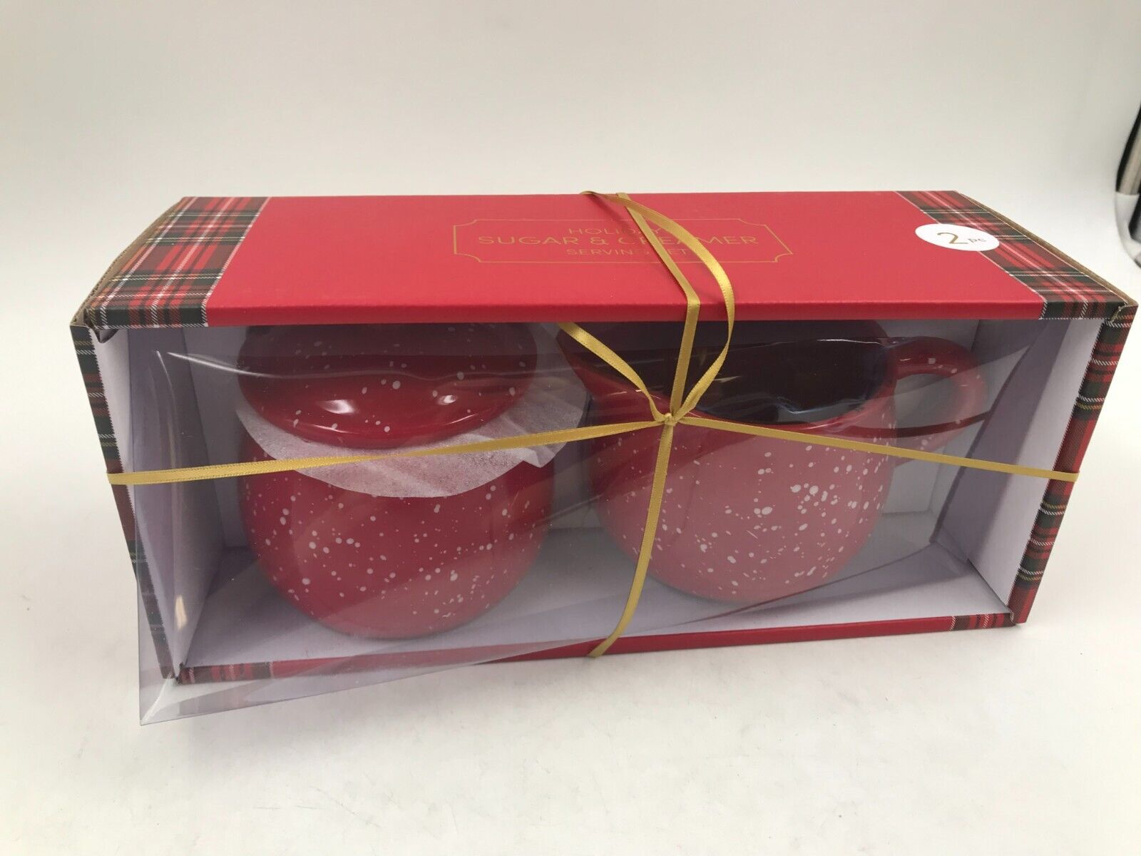 Holiday Ceramic Boxed Red 13oz Cream & 12oz Sugar Set of 2 CC02B30024