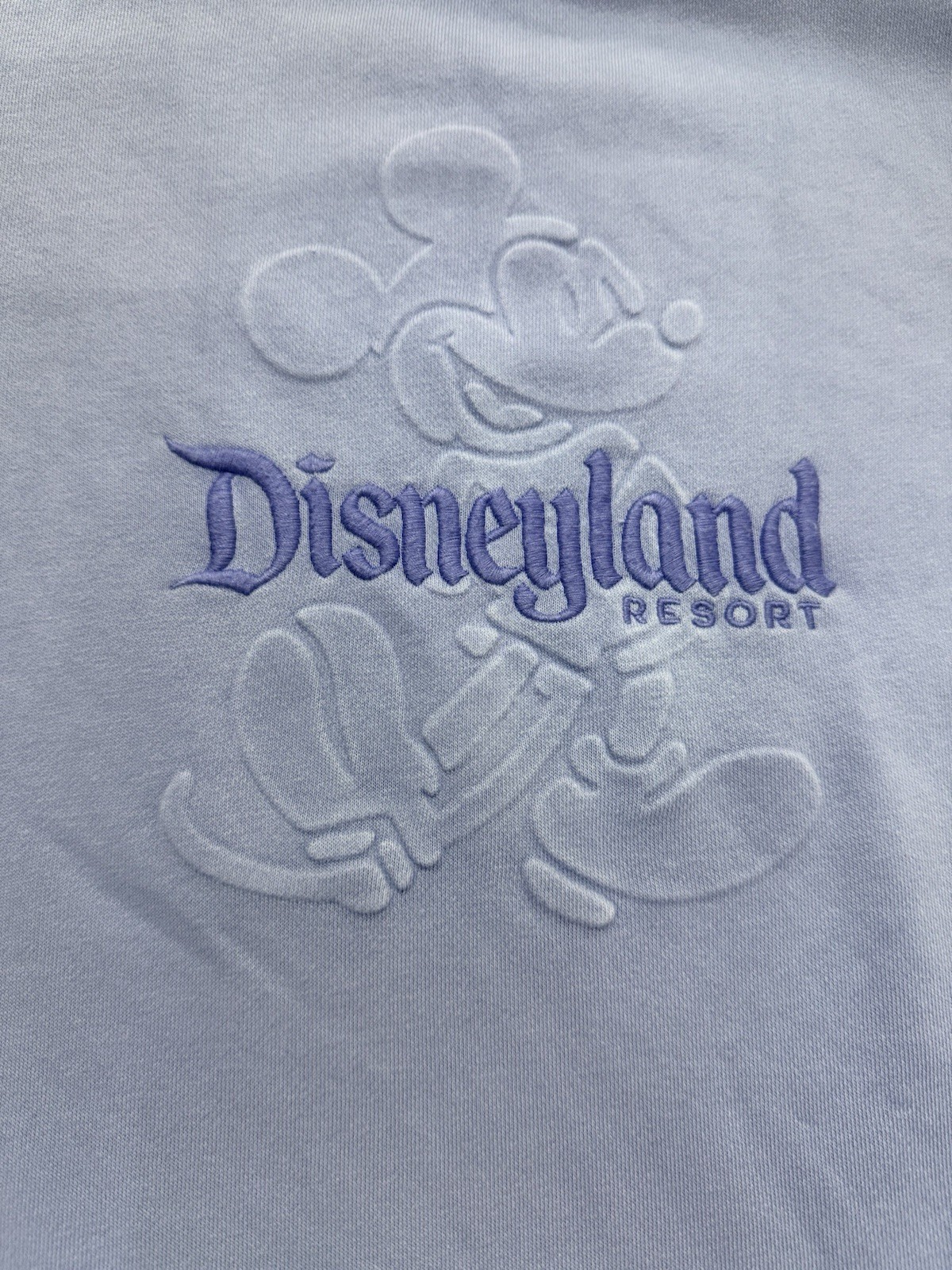 NWT Disneyland BLUE Sweatshirt Womens L Oversized Embossed Embroidered Mickey