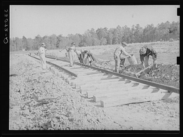 Photo:Laying track at Southern Paper mill. Lufkin, Texas