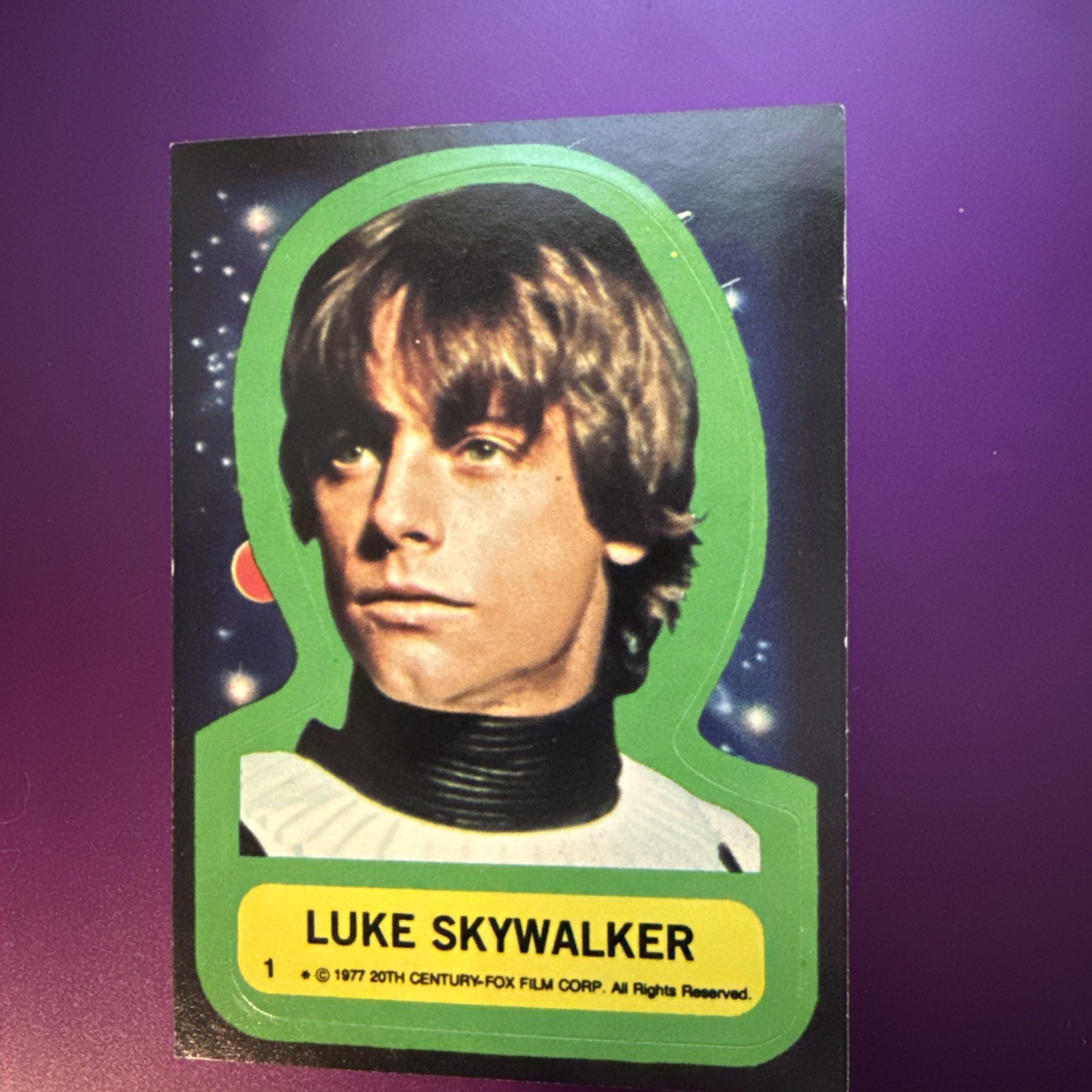 1977 TOPPS STAR WARS STICKER LUKE SKYWALKER #1 