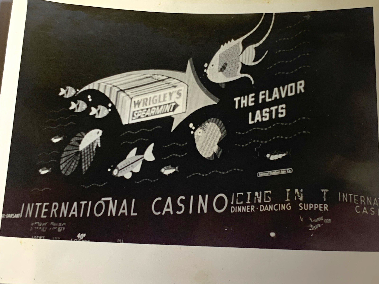Vtg 1930s B&W photo Wrigley’s ad International Casino New York Times Square neon