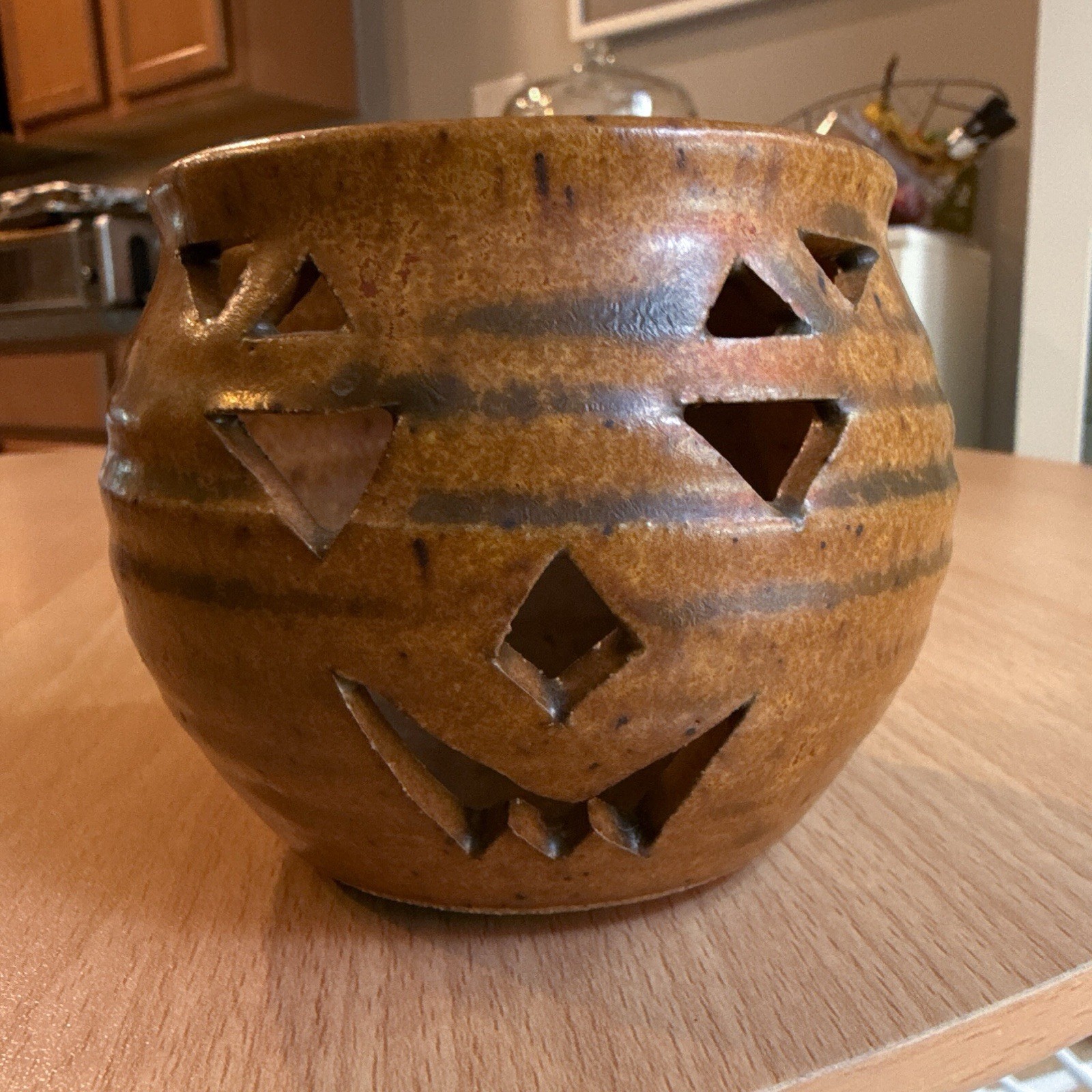 Jack-o\'-lantern Westwind Studio Pottery Candle Holder VTG Pumpkin