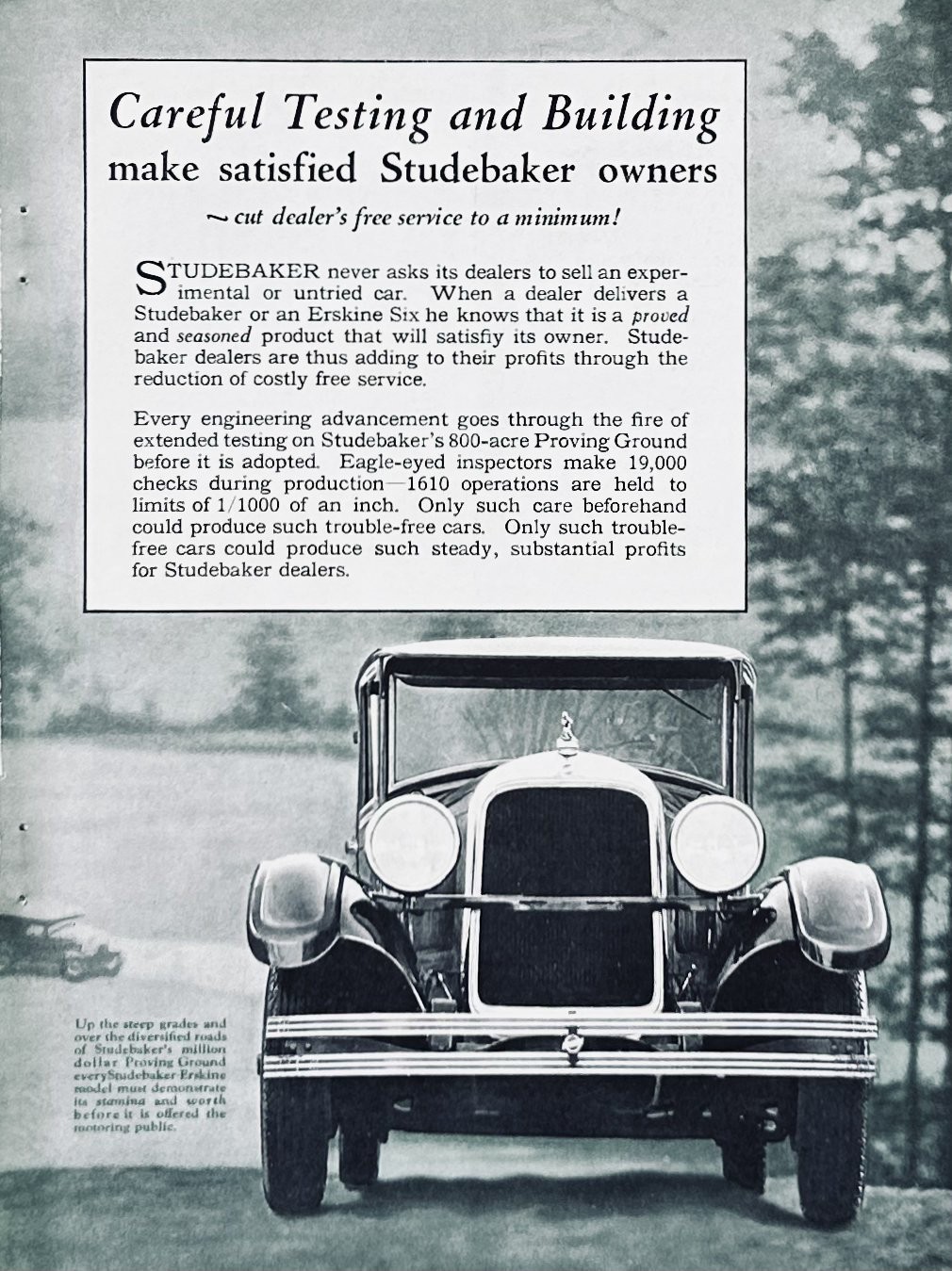 1928 Ad Studebaker Friendly Factory Attitude, Careful Testing & Building 2 Pages