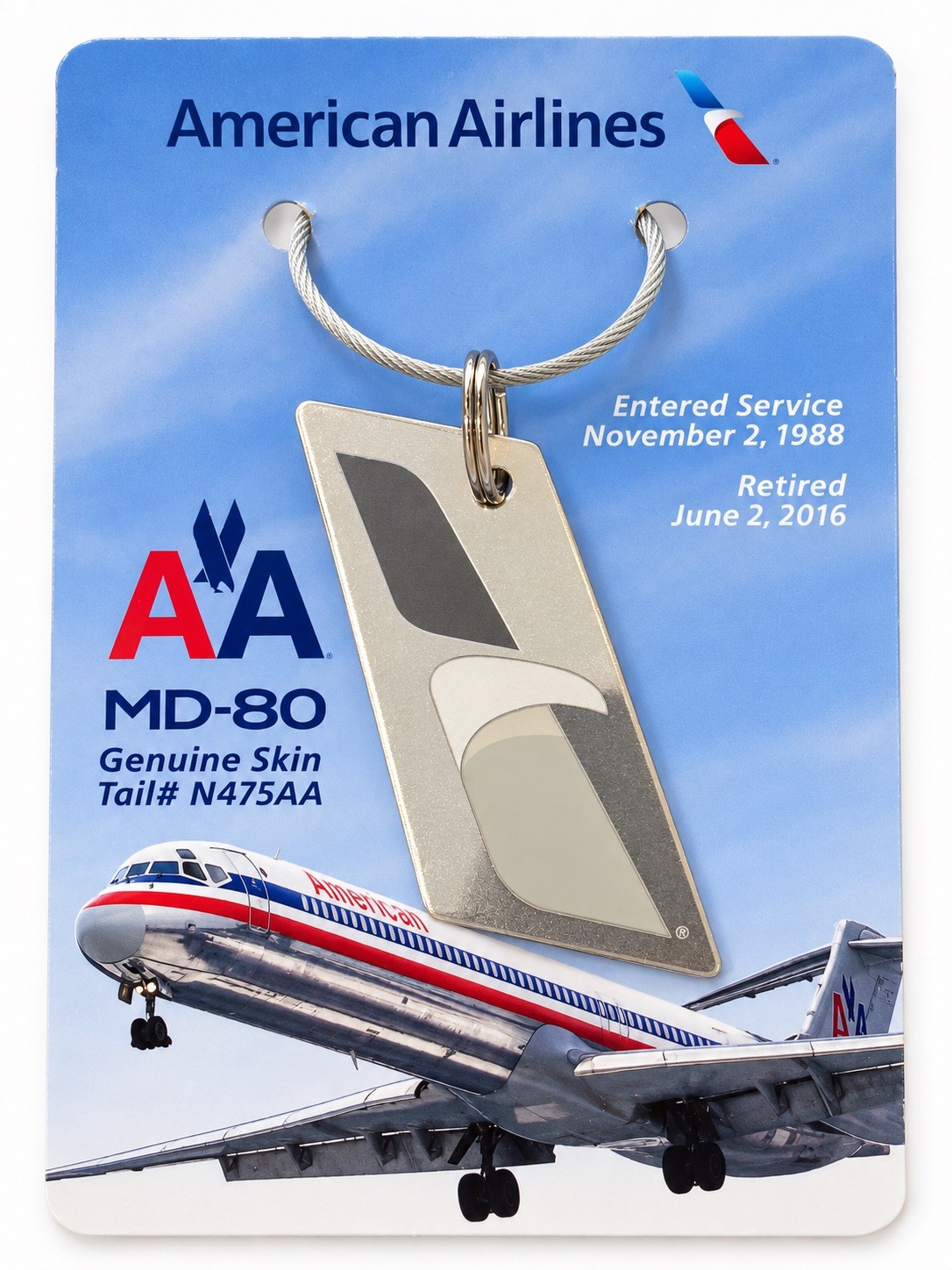 American Airlines MD80 Genuine Skin MotoArt Tail N475AA Commemorative 1988-2016