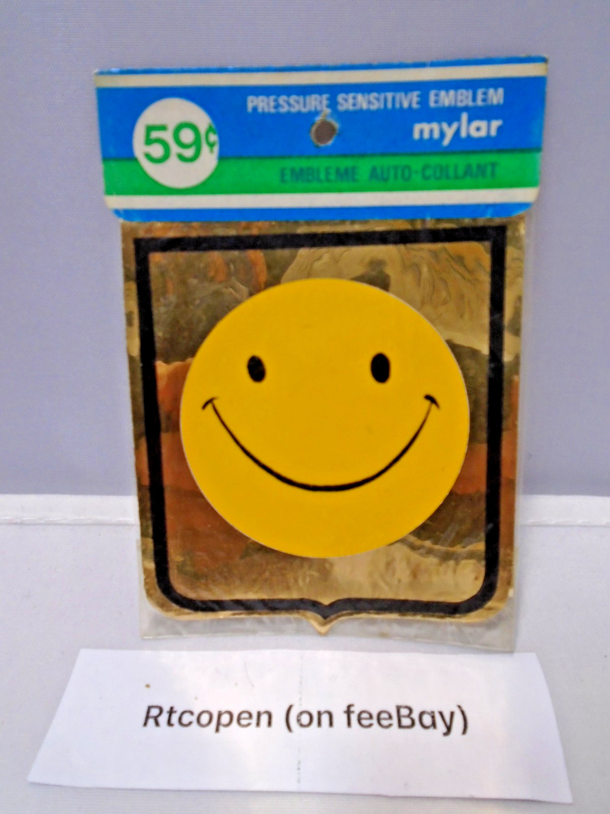 Vintage 1960s Pressure Sensitive Mylar Smiley Face Hippie Sticker 3