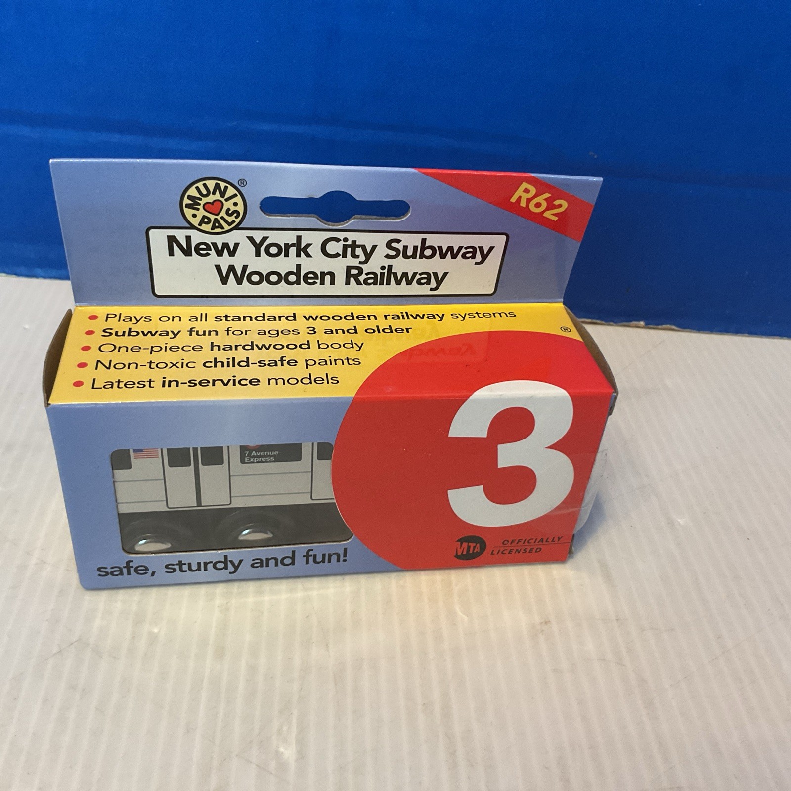 MTA New York City Subway Wooden Railway R62 Train (3 Train) Muni Pals