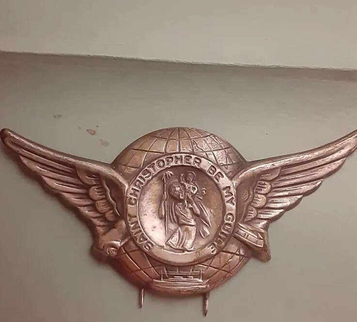 VINTAGE ST. CHRISTOPHER 3in WINGS TRAVEL MEDALLION PATRON SAINT OF SAFE PASSAGE VINTAGE ST. CHRISTOPHER 3in WINGS TRAVEL MEDALLION PATRON SAINT OF SAFE PASSAGE