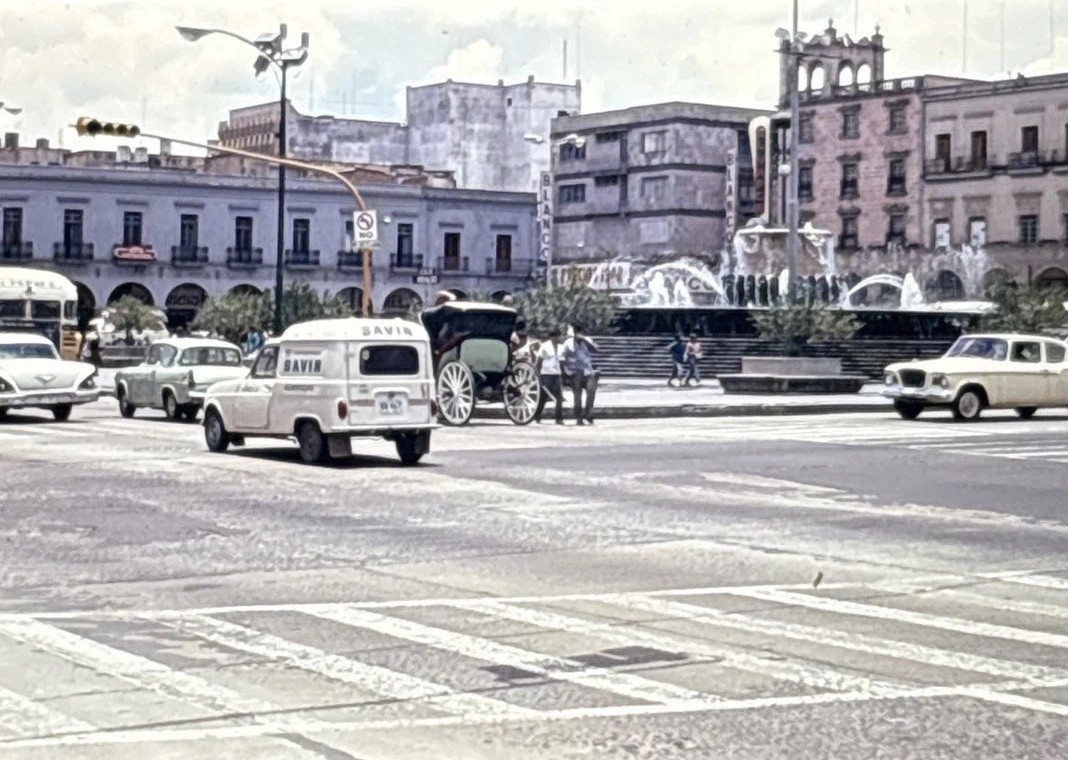 Orig 1971 Slide Guadalajara Mexico Downtown Street Scene Vintage Cars A45