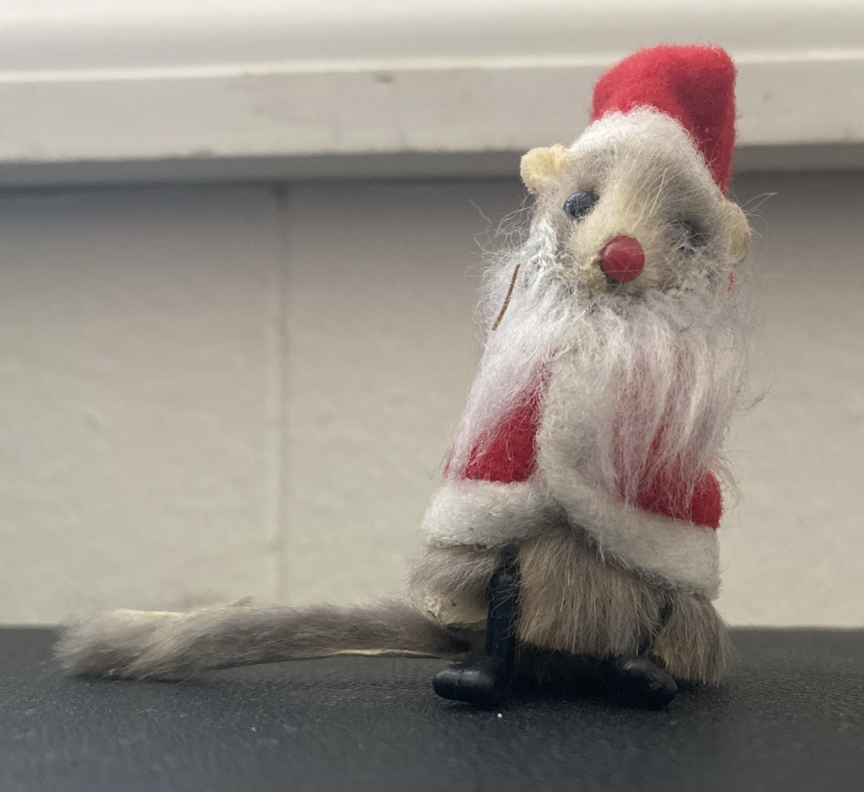 Vintage Real Fur Mouse Santa Original Fur Toy Germany Christmas