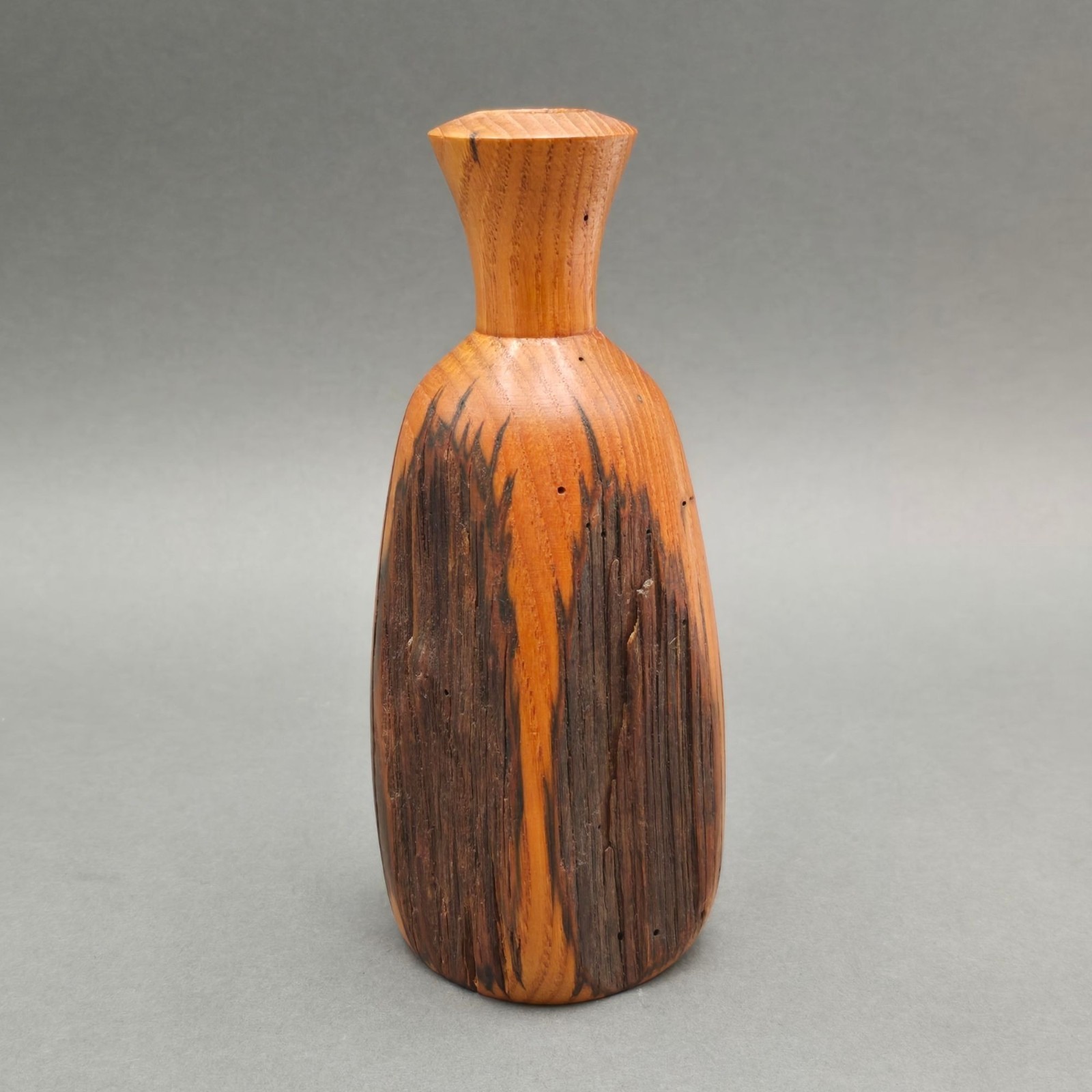 Vintage Brian Harrison Signed Wood Vase Reclaimed Chestnut Studio Art 1990
