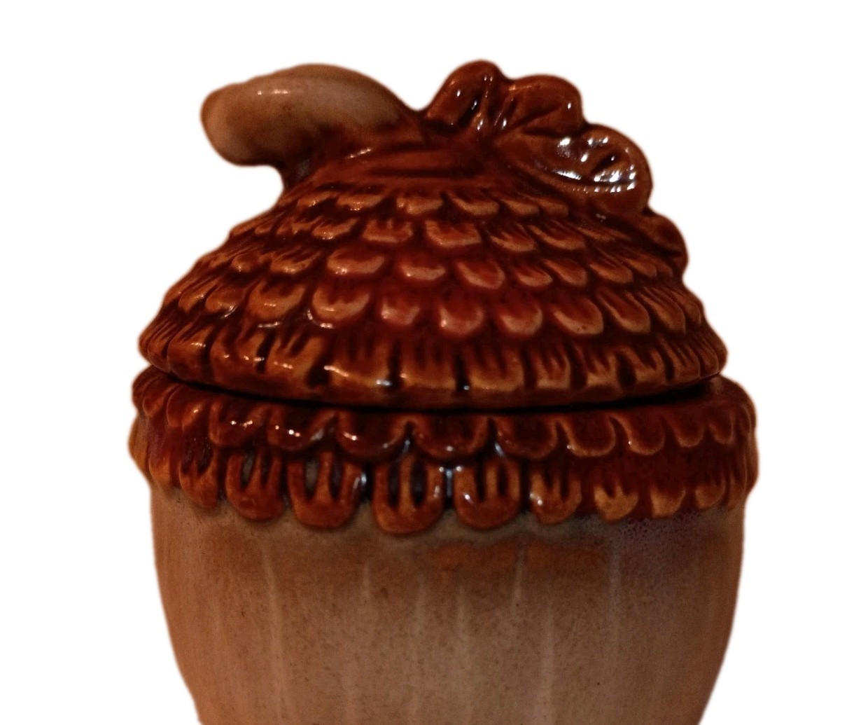 Vintage Ceramic Acorn Trinket Box Dish Fall Autumn Tealight Candle Holder 3\