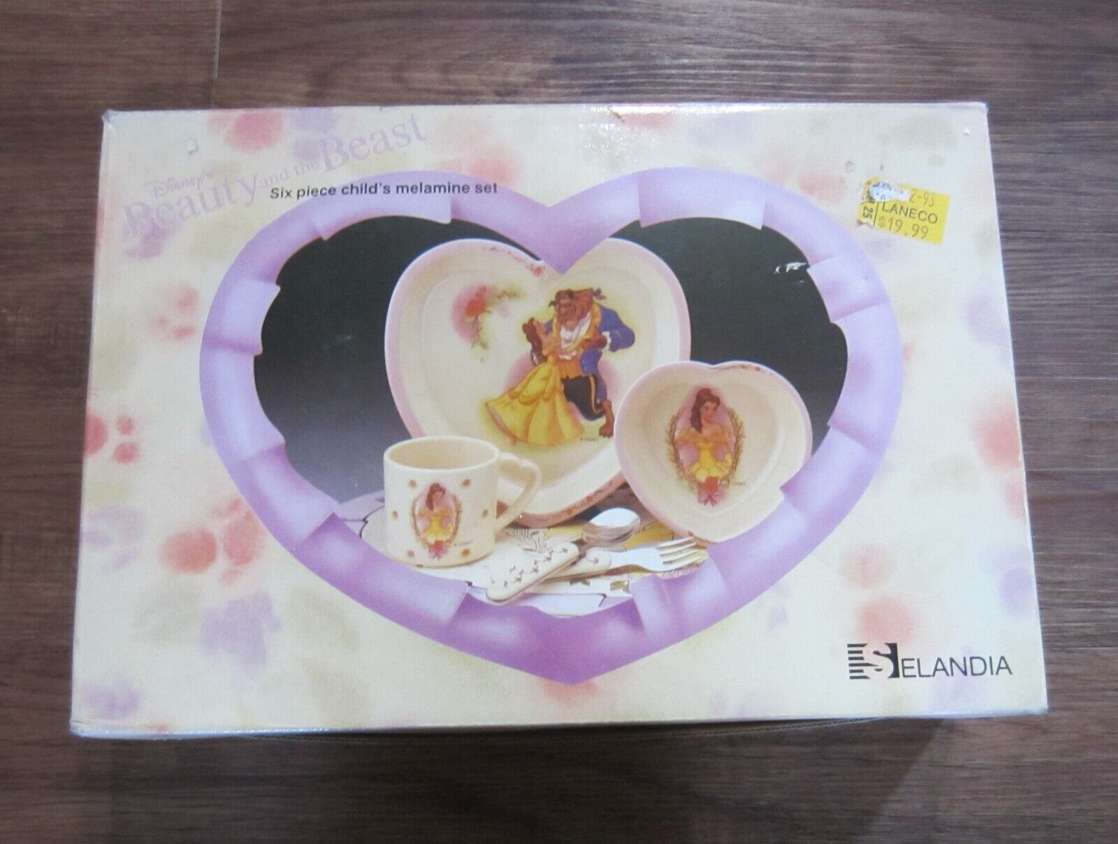 Vintage Selandia Beauty & The Beast Heart Plate Cup Spoon Fork Placemat