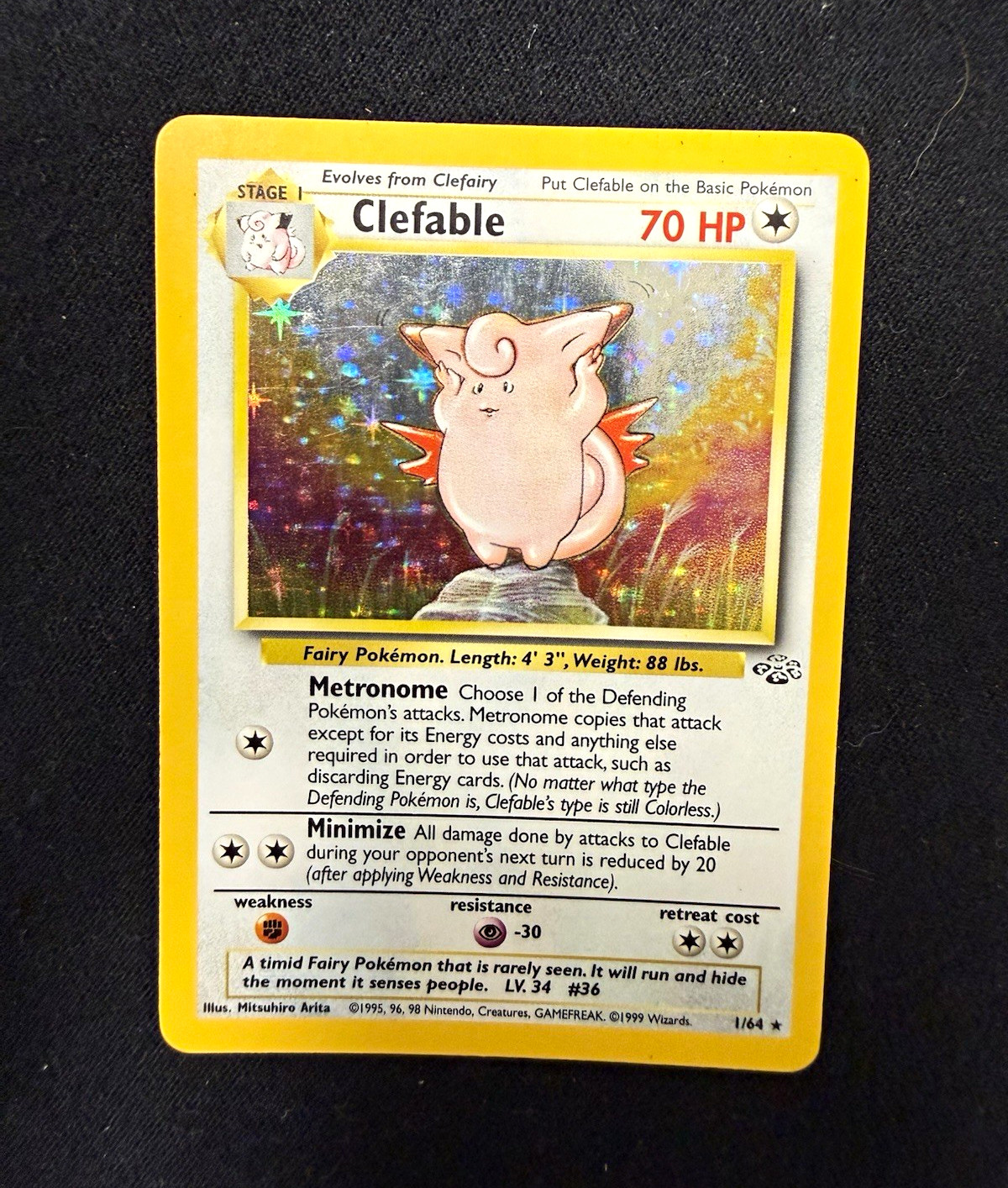 *D* Wizards 1999 Pokémon Jungle Clefable Holo #1/64 English Mitsuhiro Arita