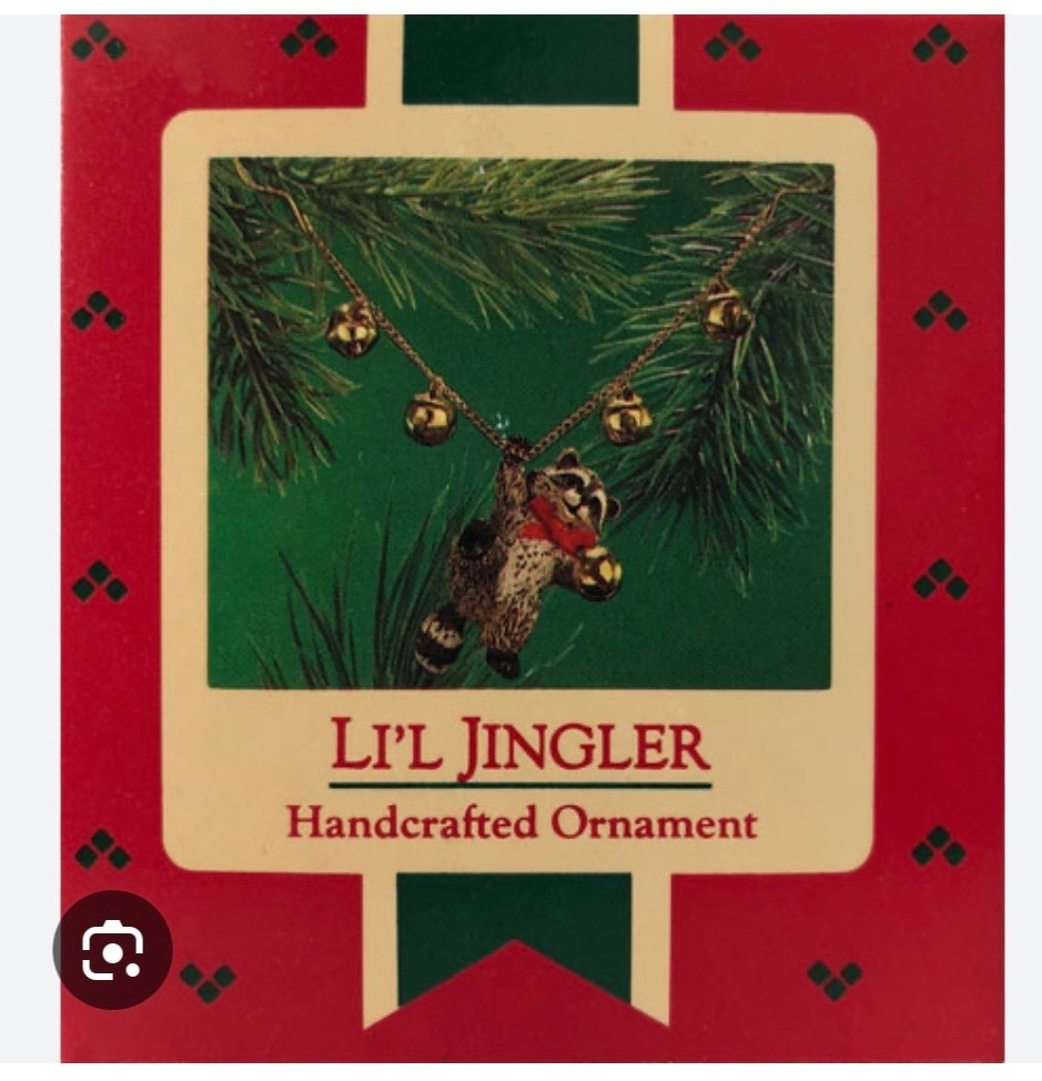 VTG 1986 Hallmark Keepsake Ornament Li'l Jingler Raccoon