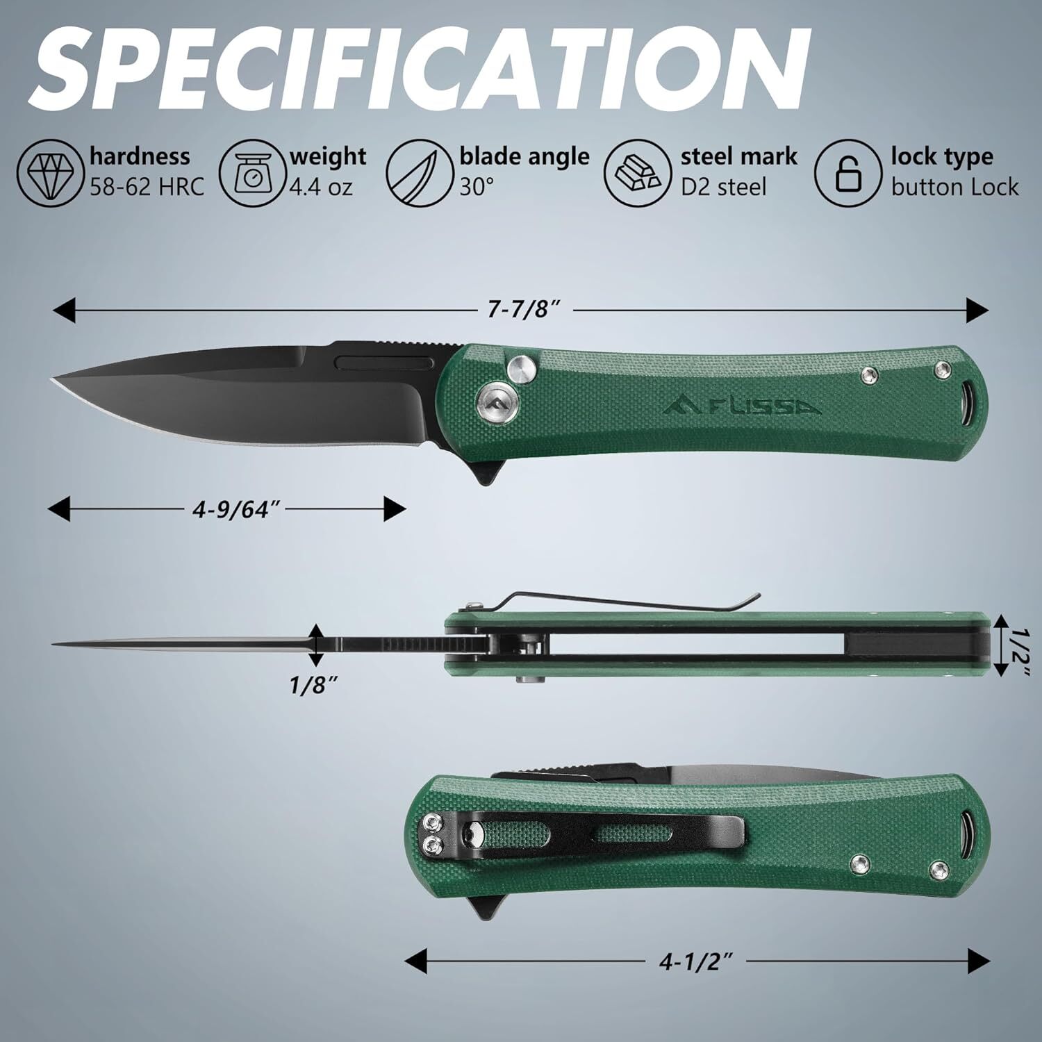 FLISSA Folding Pocket Knife, 4.5\