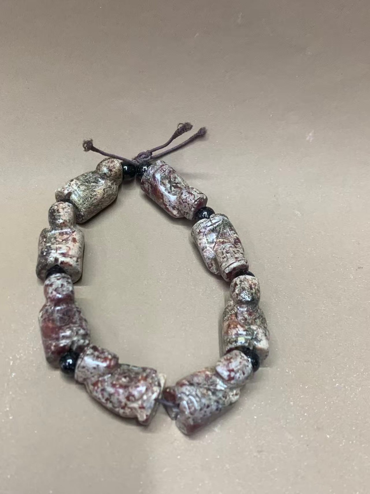 Wonderful Rare Chinese Old Jade Hand Carved *Figure* Beads Bracelet 